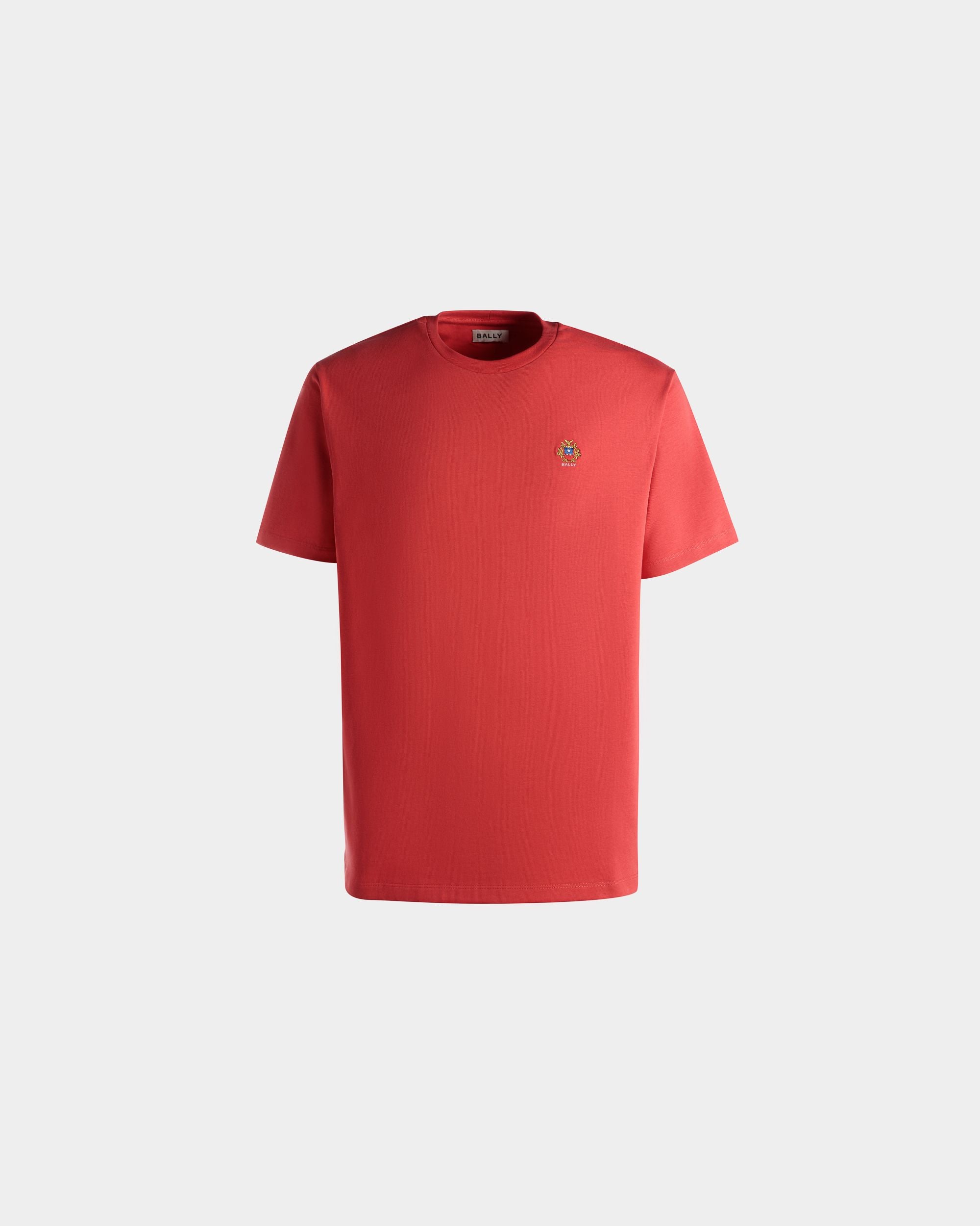 T-Shirt In Cotone Rosso Con Logo Bally Crest - Uomo - Bally - 01