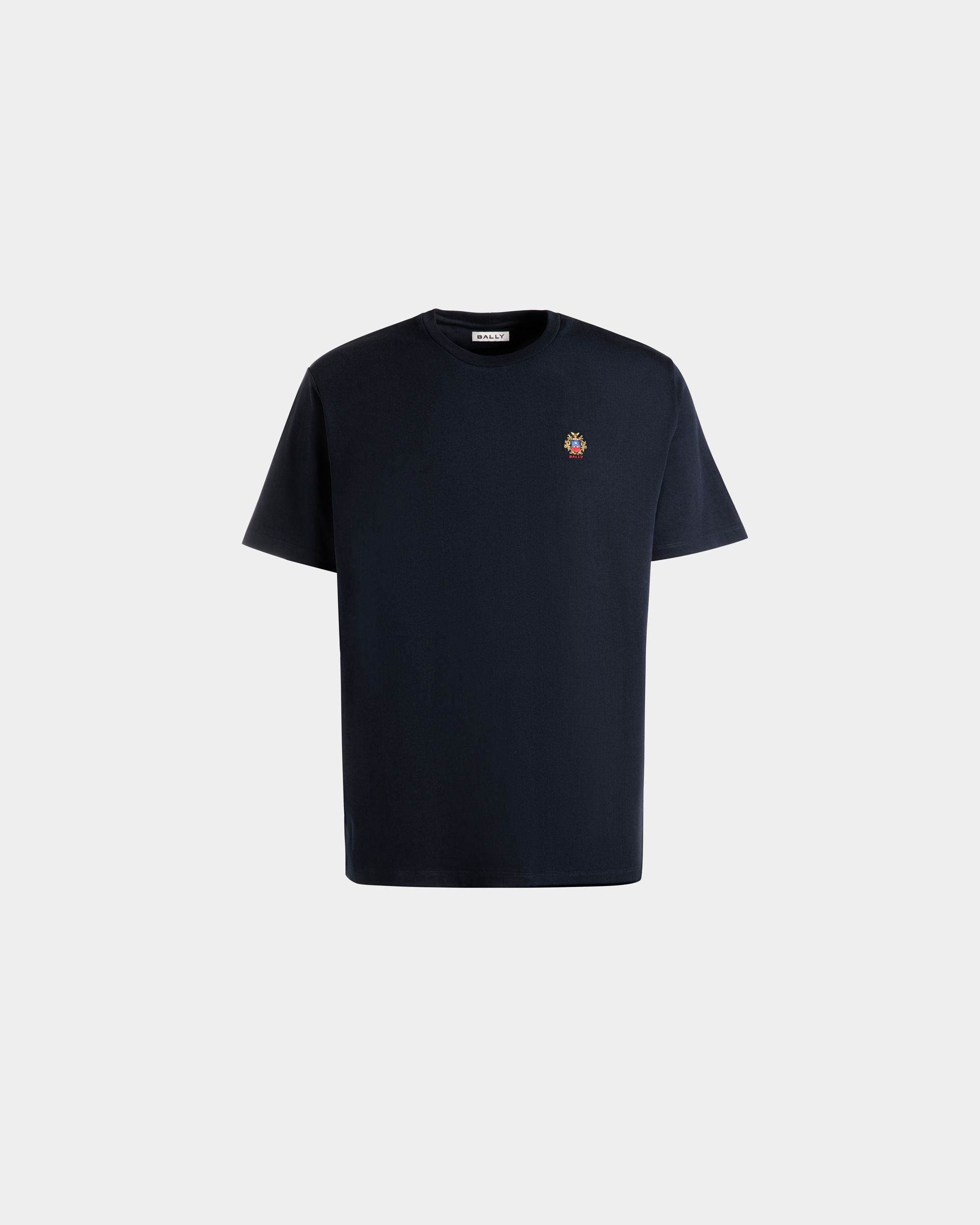 T-Shirt In Cotone Navy Blue Con Logo Bally Crest - Uomo - Bally - 01