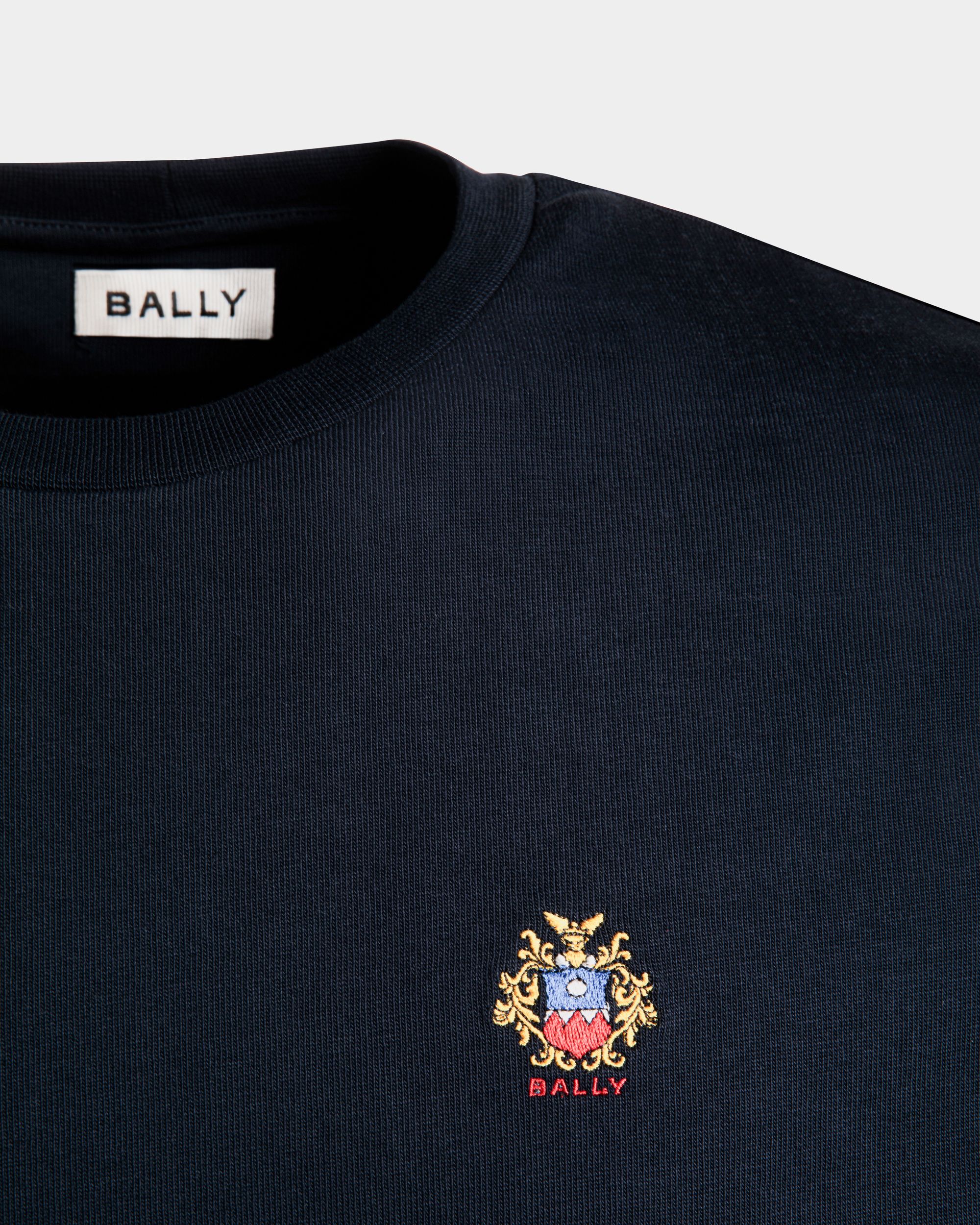 T-Shirt In Cotone Navy Blue Con Logo Bally Crest - Uomo - Bally - 04