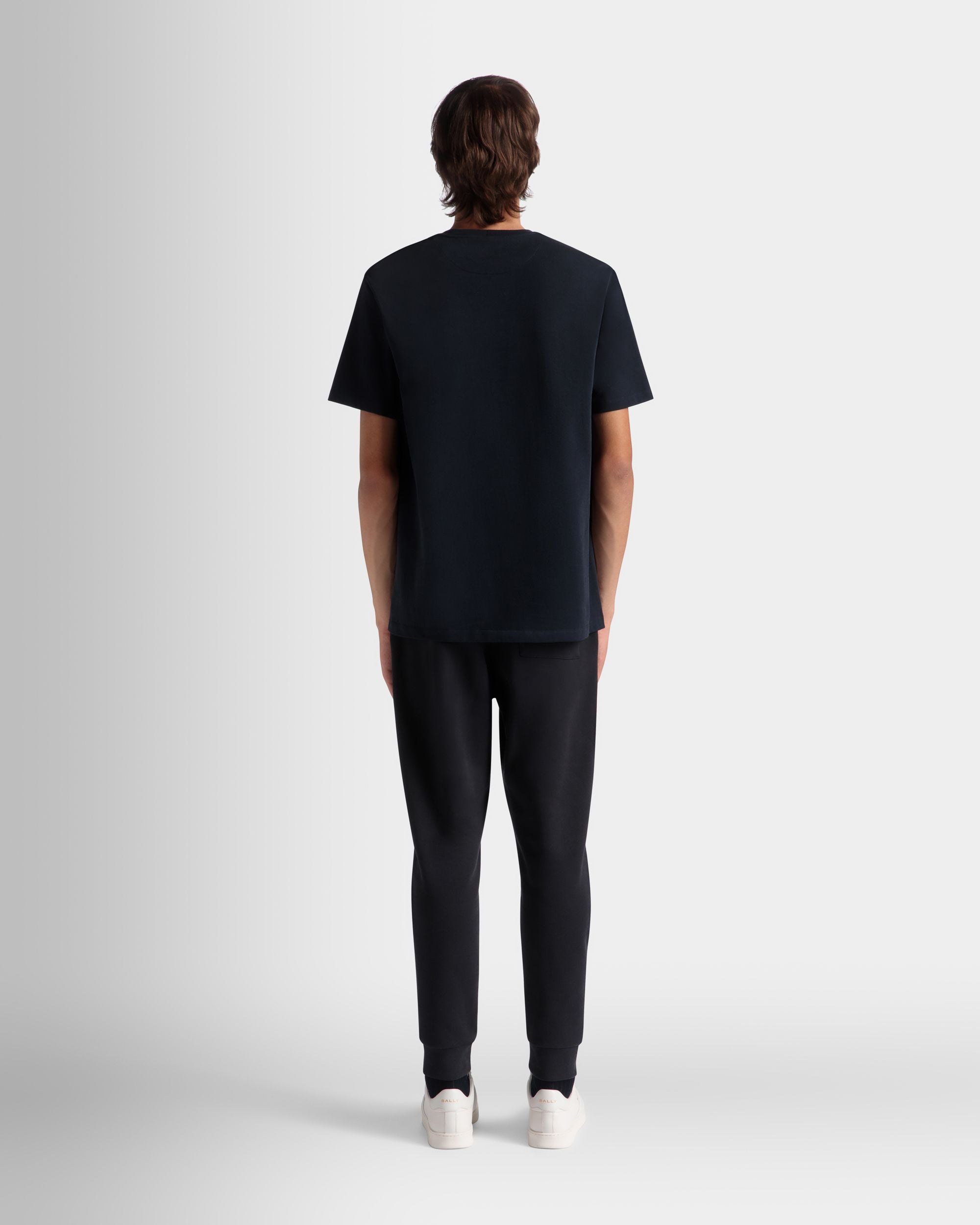 T-Shirt In Cotone Navy Blue Con Logo Bally Crest - Uomo - Bally - 06