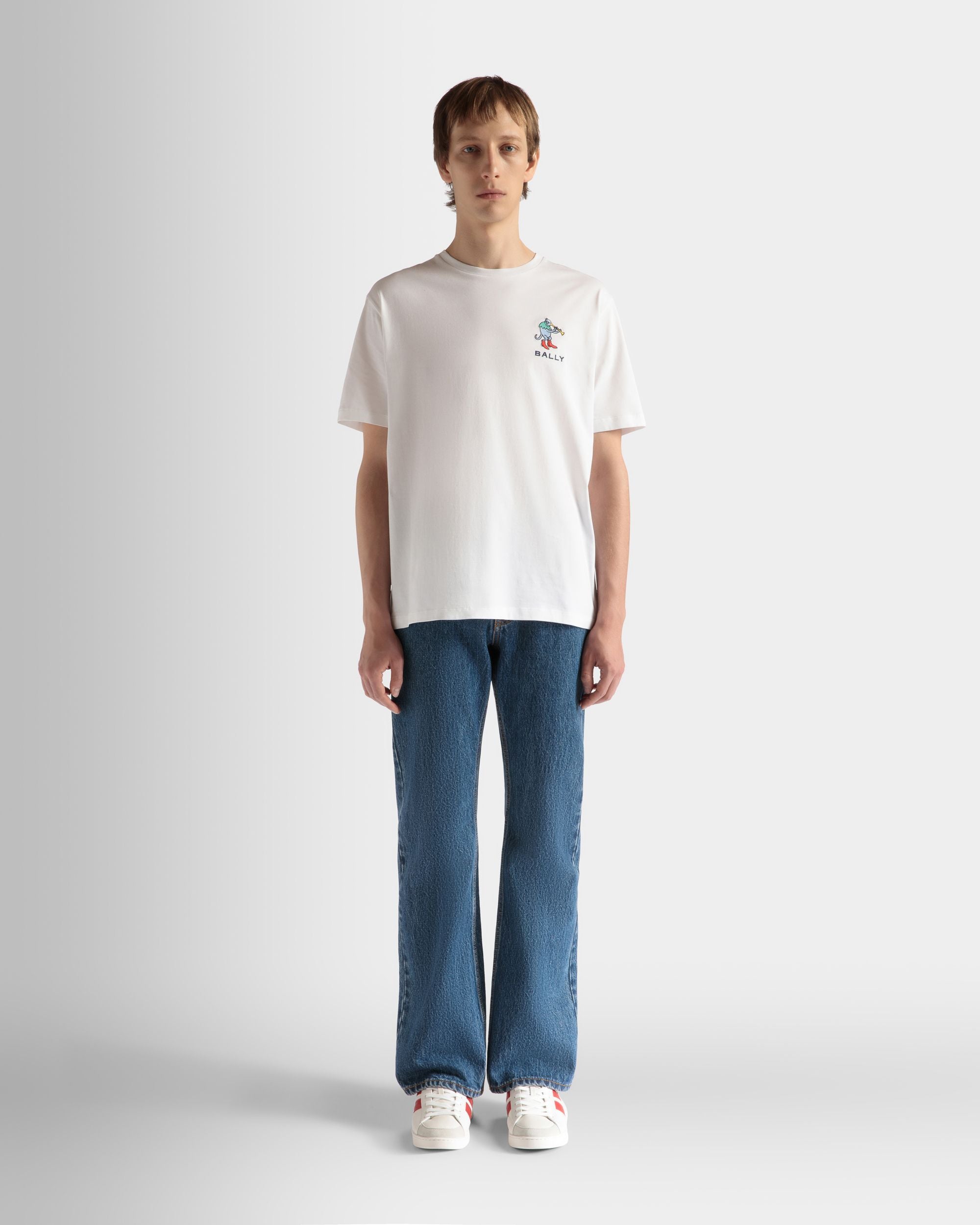 T-Shirt In Cotone Bianco - Uomo - Bally - 02