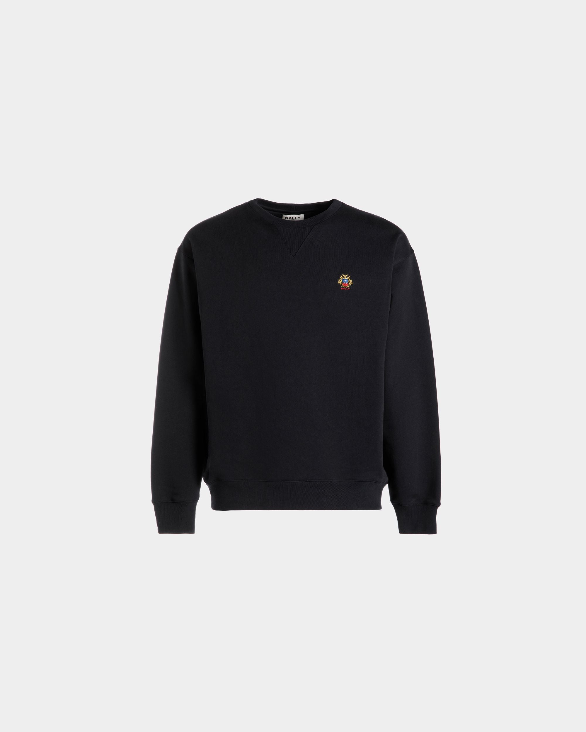 Felpa Girocollo In Cotone Navy Blue Con Logo Bally Crest - Uomo - Bally - 01