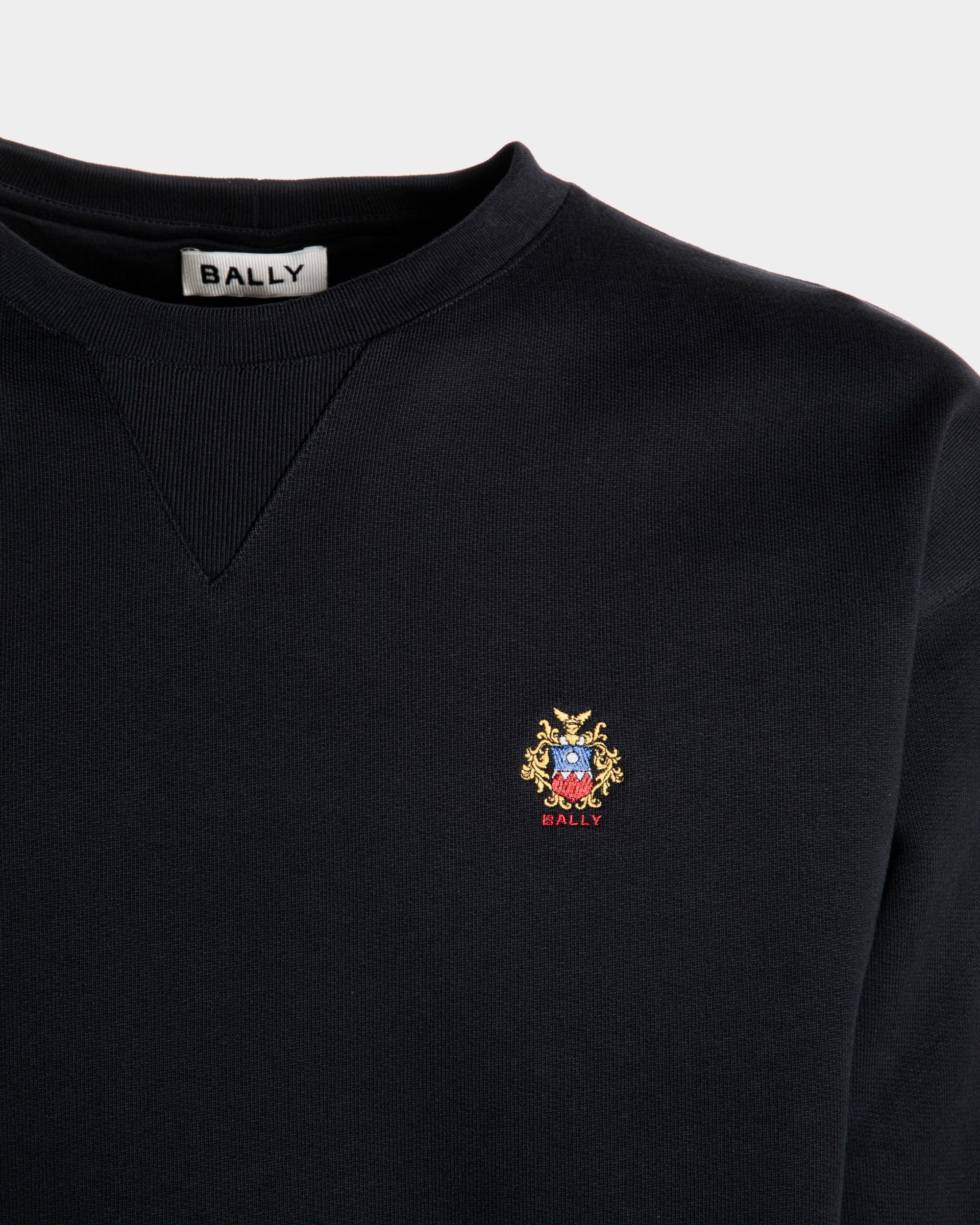 Felpa Girocollo In Cotone Navy Blue Con Logo Bally Crest - Uomo - Bally - 04