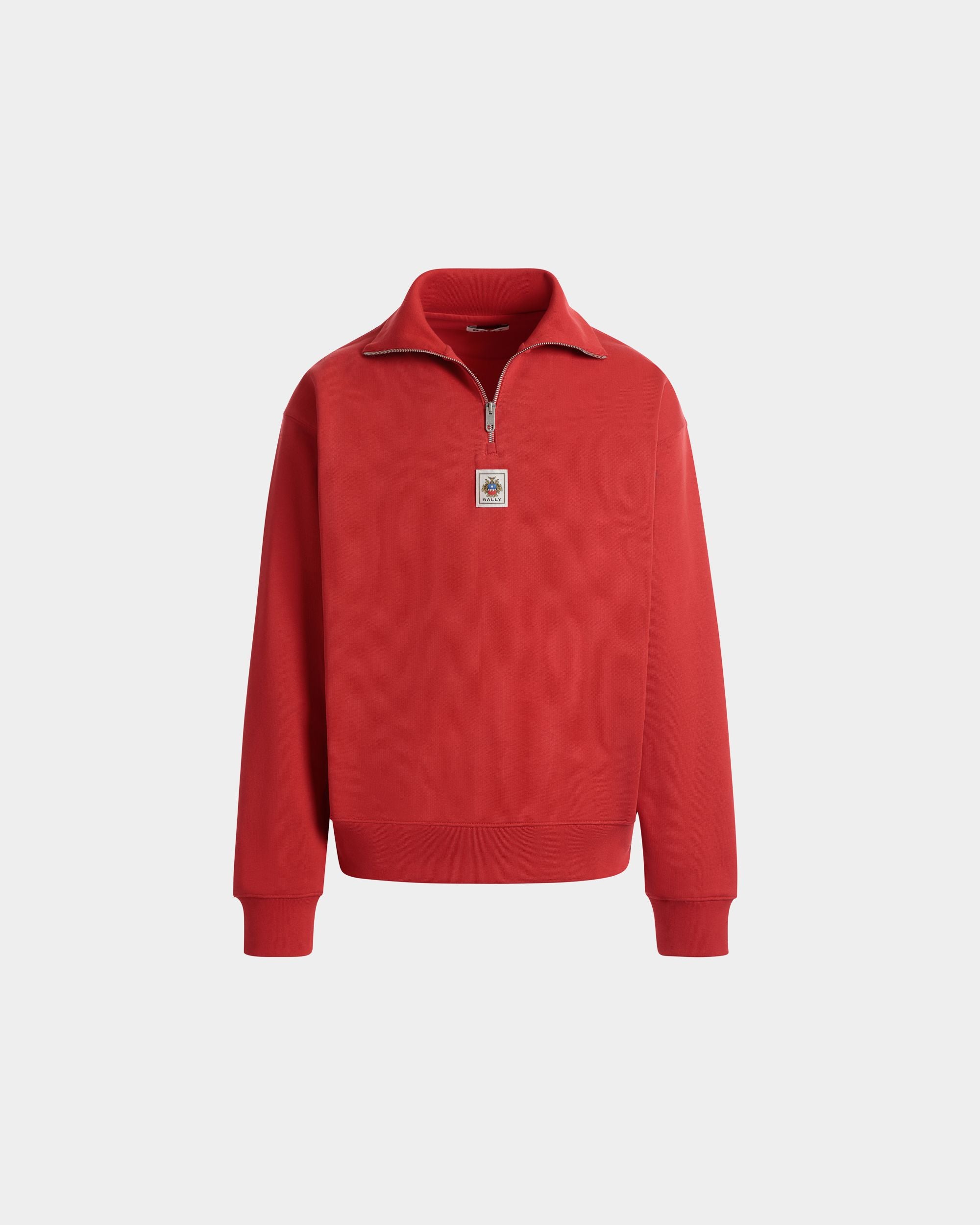Felpa Con Zip Corta In Cotone Rosso - Uomo - Bally - 01