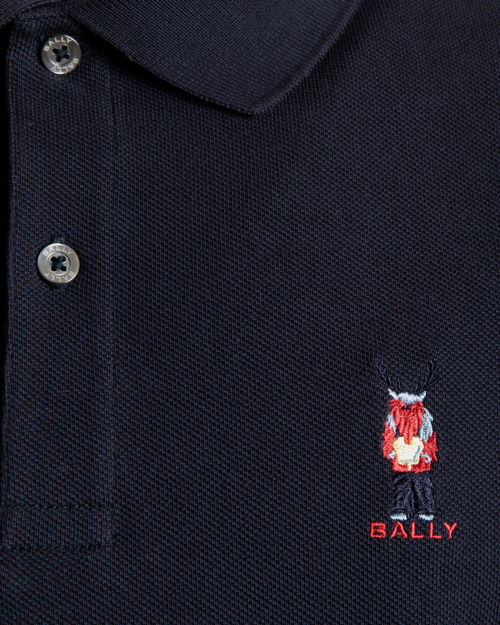 Polo In Cotone Navy Blue Con Ricamo Forest Mask - Uomo - Bally - 04