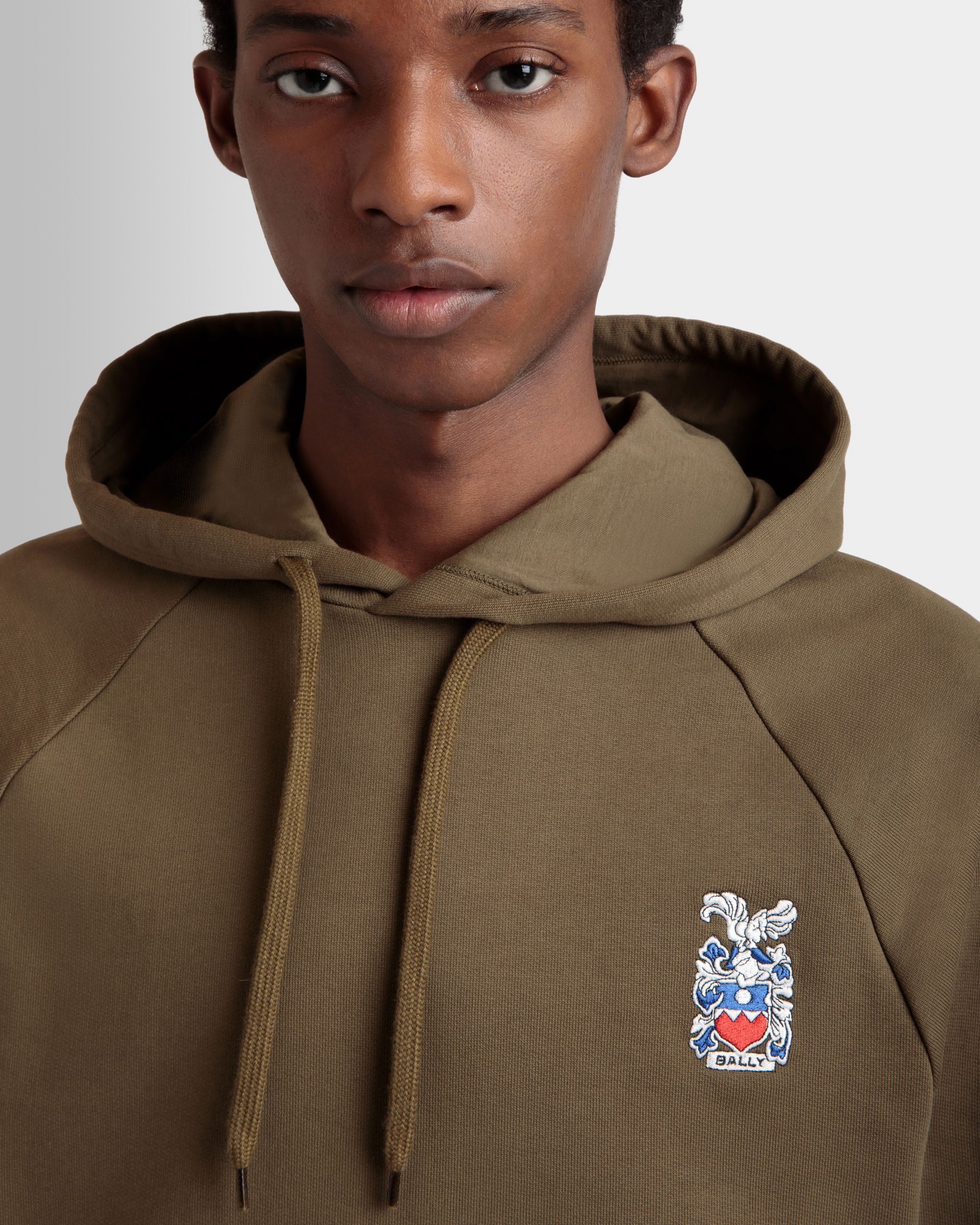 Maglia Con Cappuccio In Cotone Marrone Con Ricamo Bally Crest - Uomo - Bally - 04