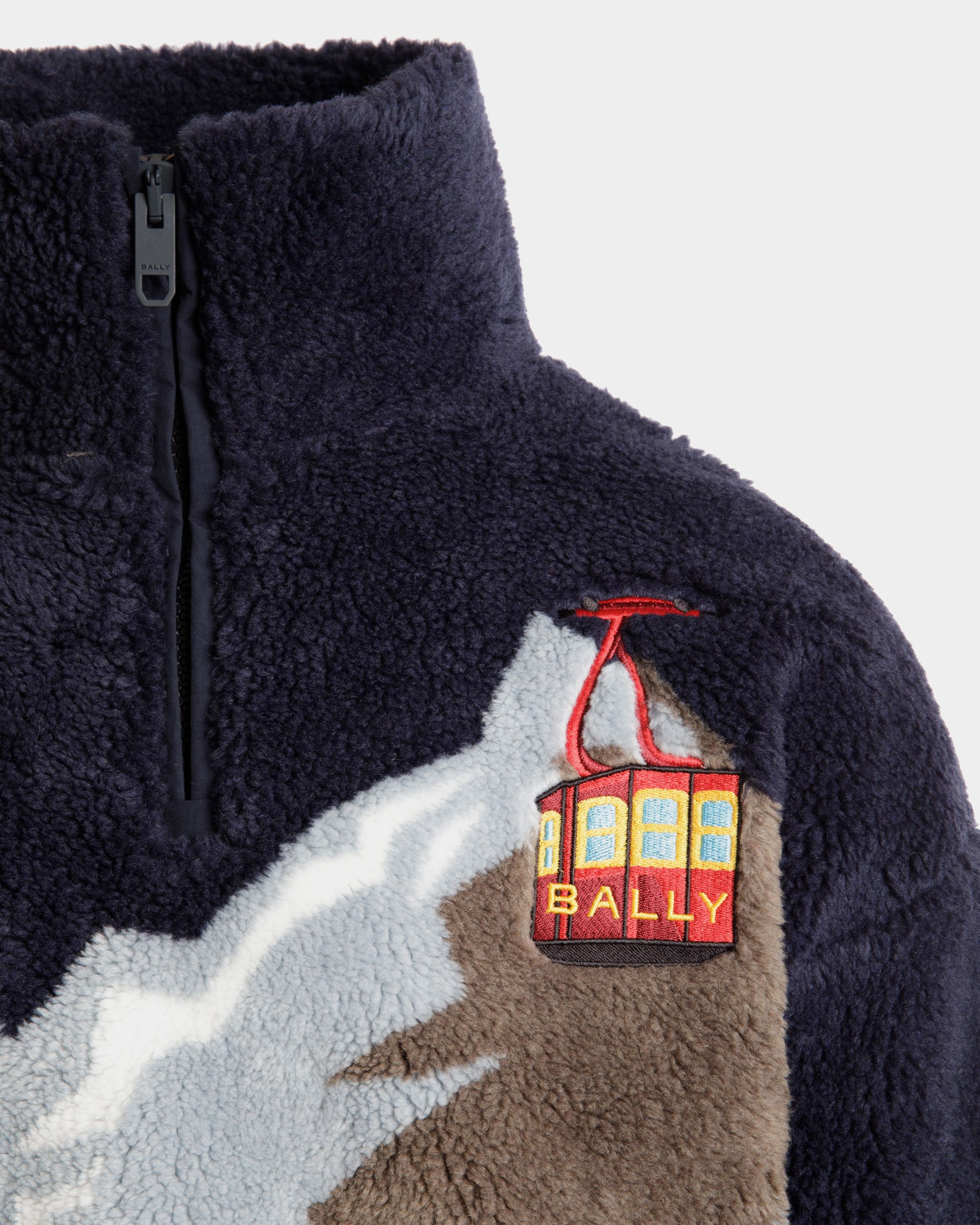 Felpa Con Zip Corta Winter Capsule In Pile Navy Blue - Uomo - Bally - 04