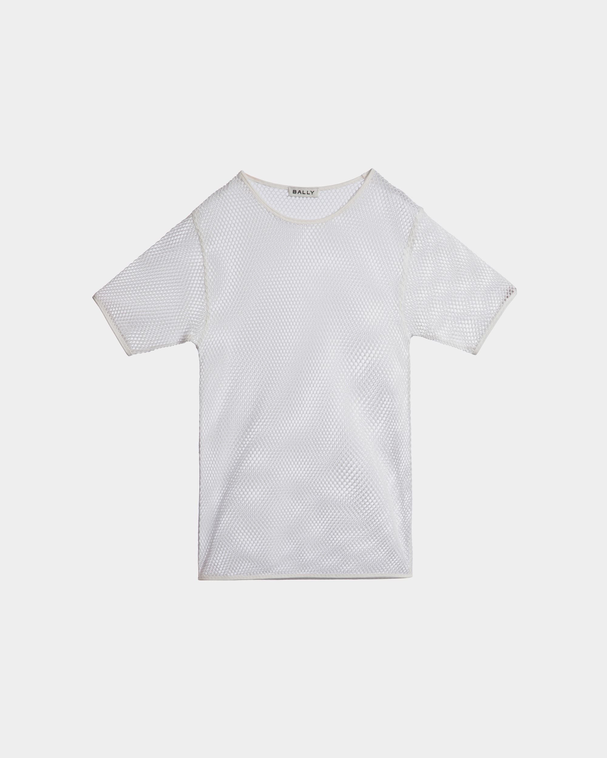 T-Shirt In Mesh Di Cotone Bianco - Uomo - Bally - 01