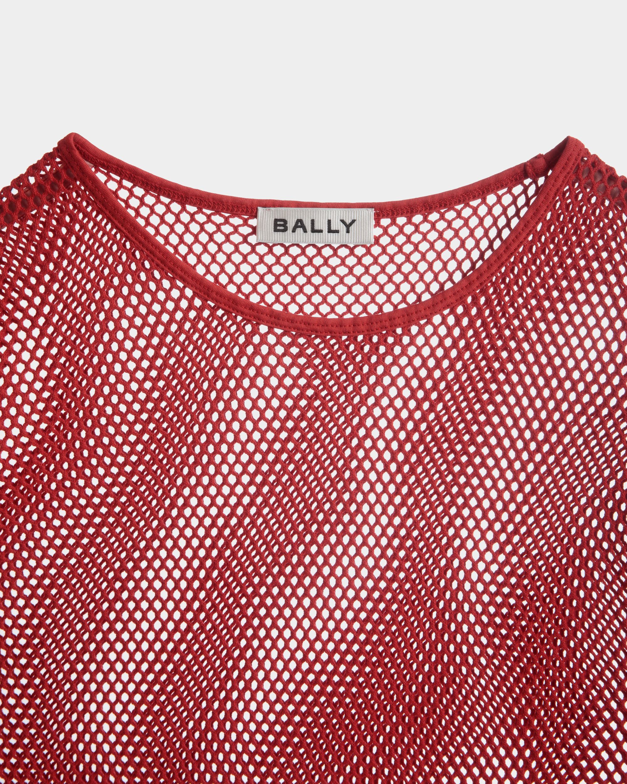 T-Shirt In Mesh Di Cotone Rosso - Uomo - Bally - 02