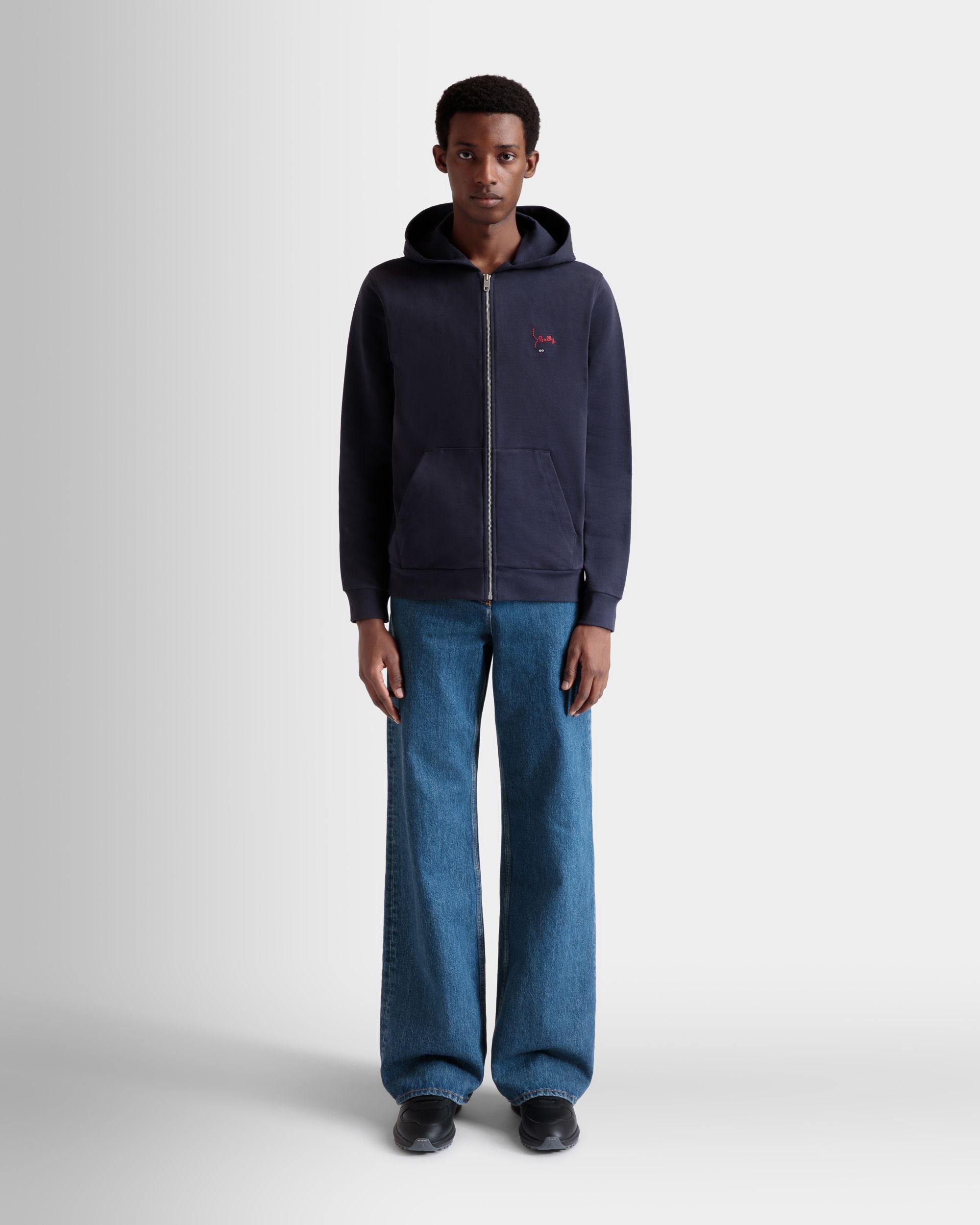 Felpa Con Cappuccio In Cotone Navy Blue - Uomo - Bally - 02