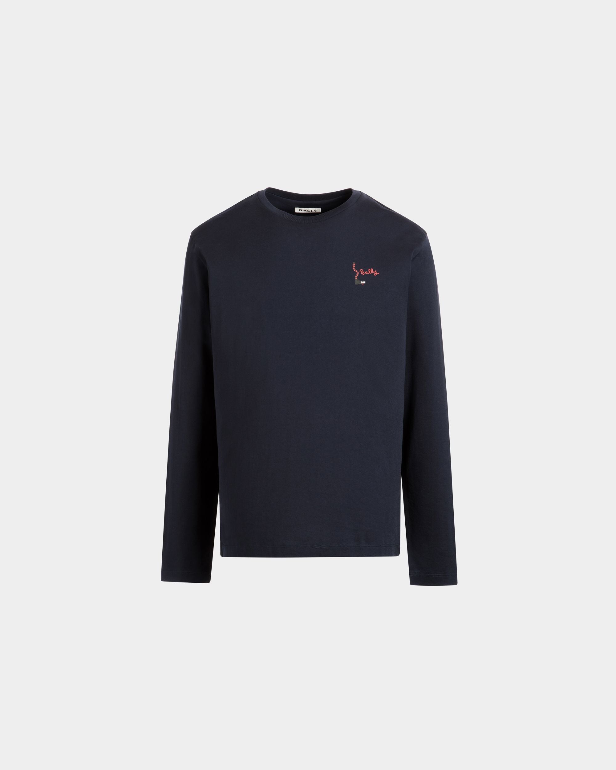 T-Shirt A Maniche Lunghe In Cotone Navy Blue - Uomo - Bally - 01