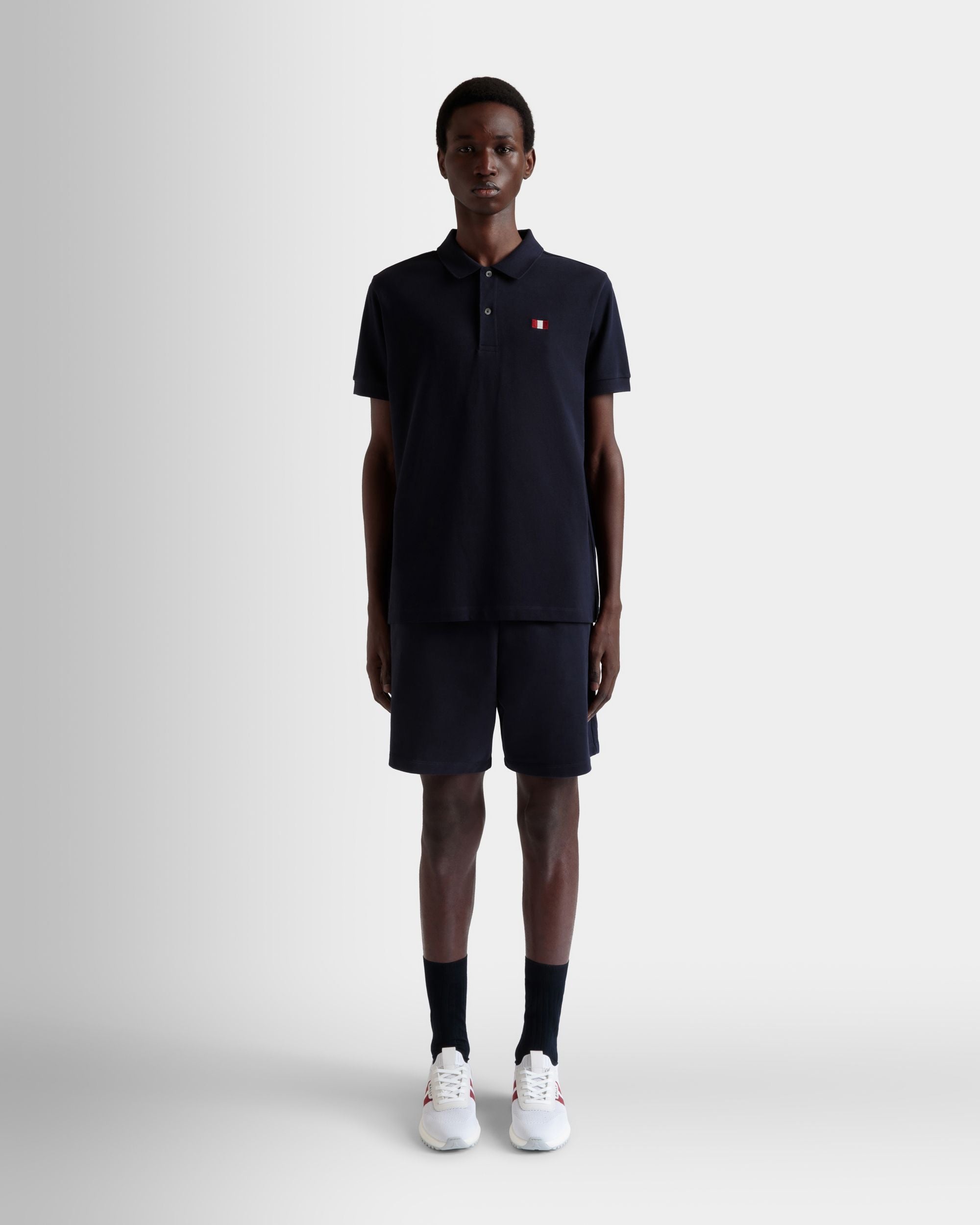 Shorts In Cotone Navy Blue Con Elemento Bally Flag - Uomo - Bally - 02