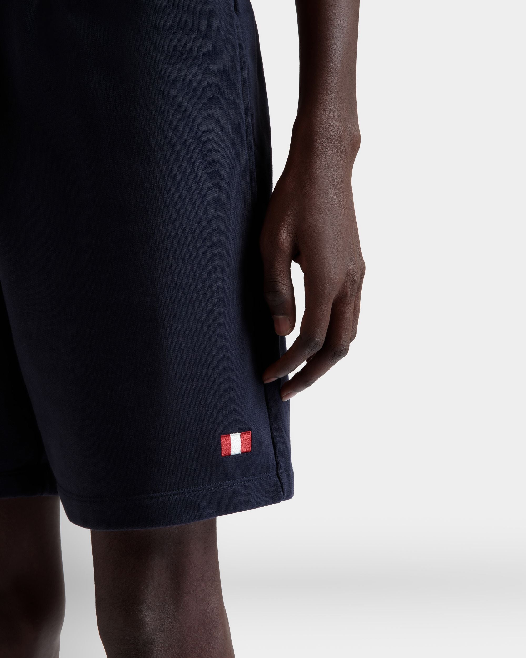 Shorts In Cotone Navy Blue Con Elemento Bally Flag - Uomo - Bally - 03