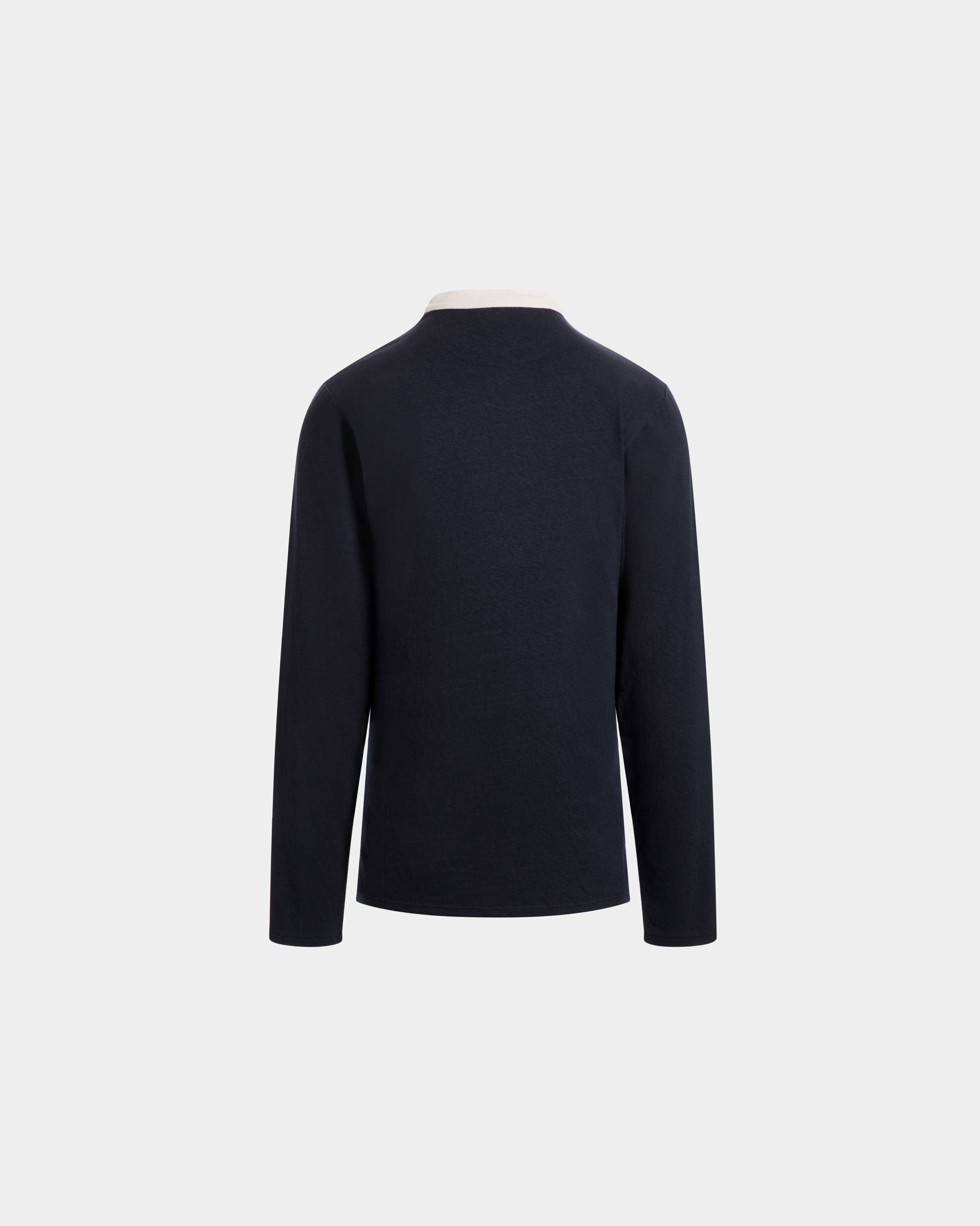T-Shirt A Maniche Lunghe In Cotone Elasticizzato Navy Blue - Uomo - Bally - 07