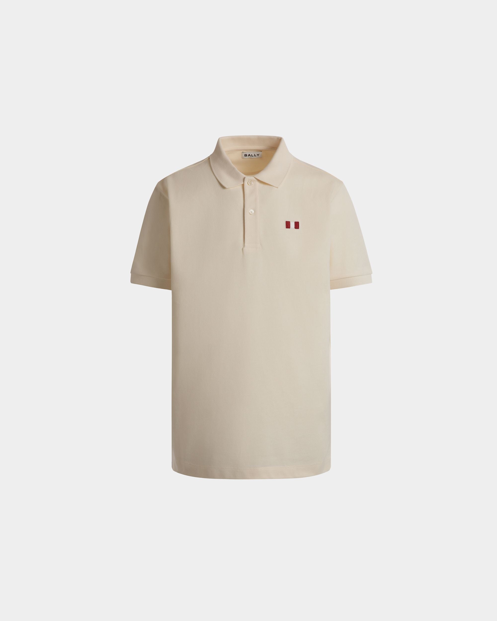 Polo In Cotone Color Avorio Con Dettaglio Bally Flag - Uomo - Bally - 01