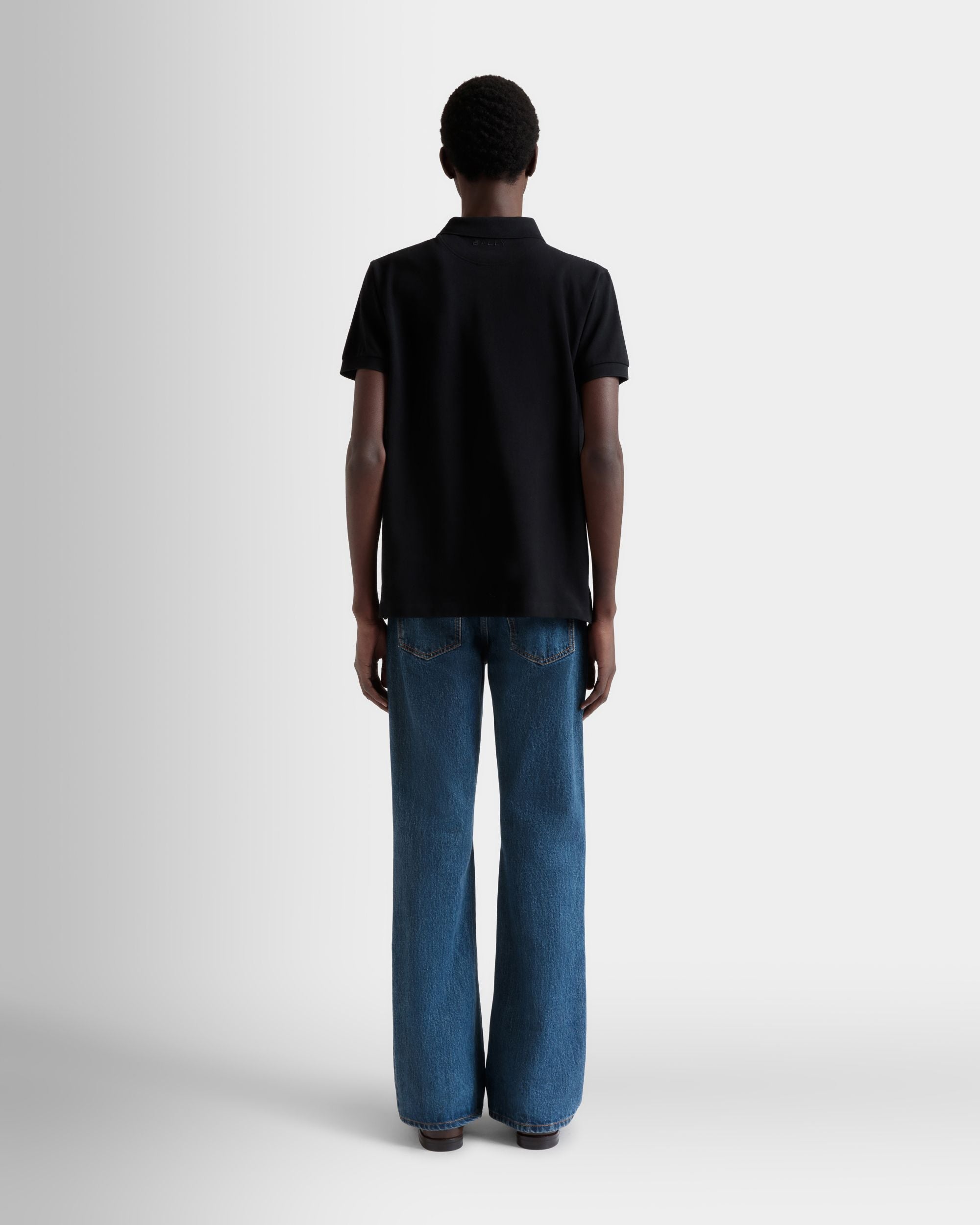 Polo In Cotone Nero Con Dettaglio Bally Flag - Uomo - Bally - 06