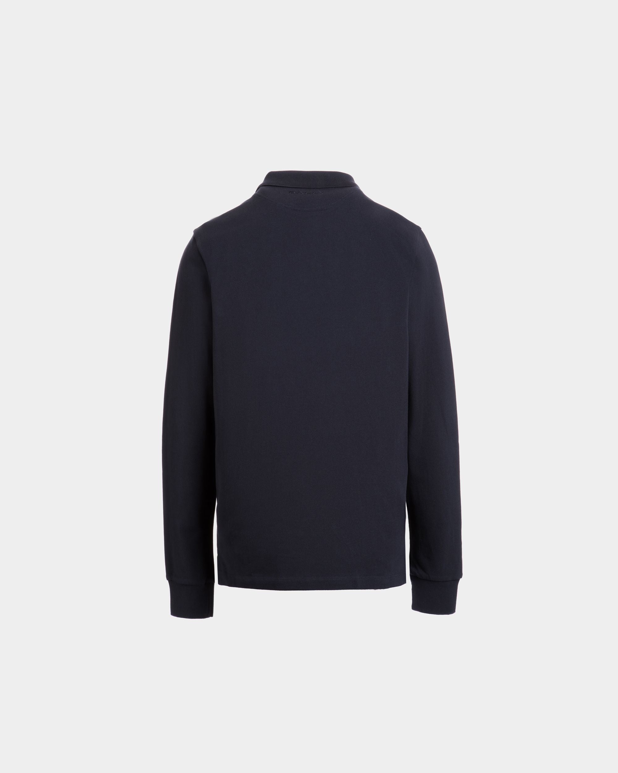 Polo A Maniche Lunghe In Cotone Navy Blue Con Elemento Bally Flag - Uomo - Bally - 07