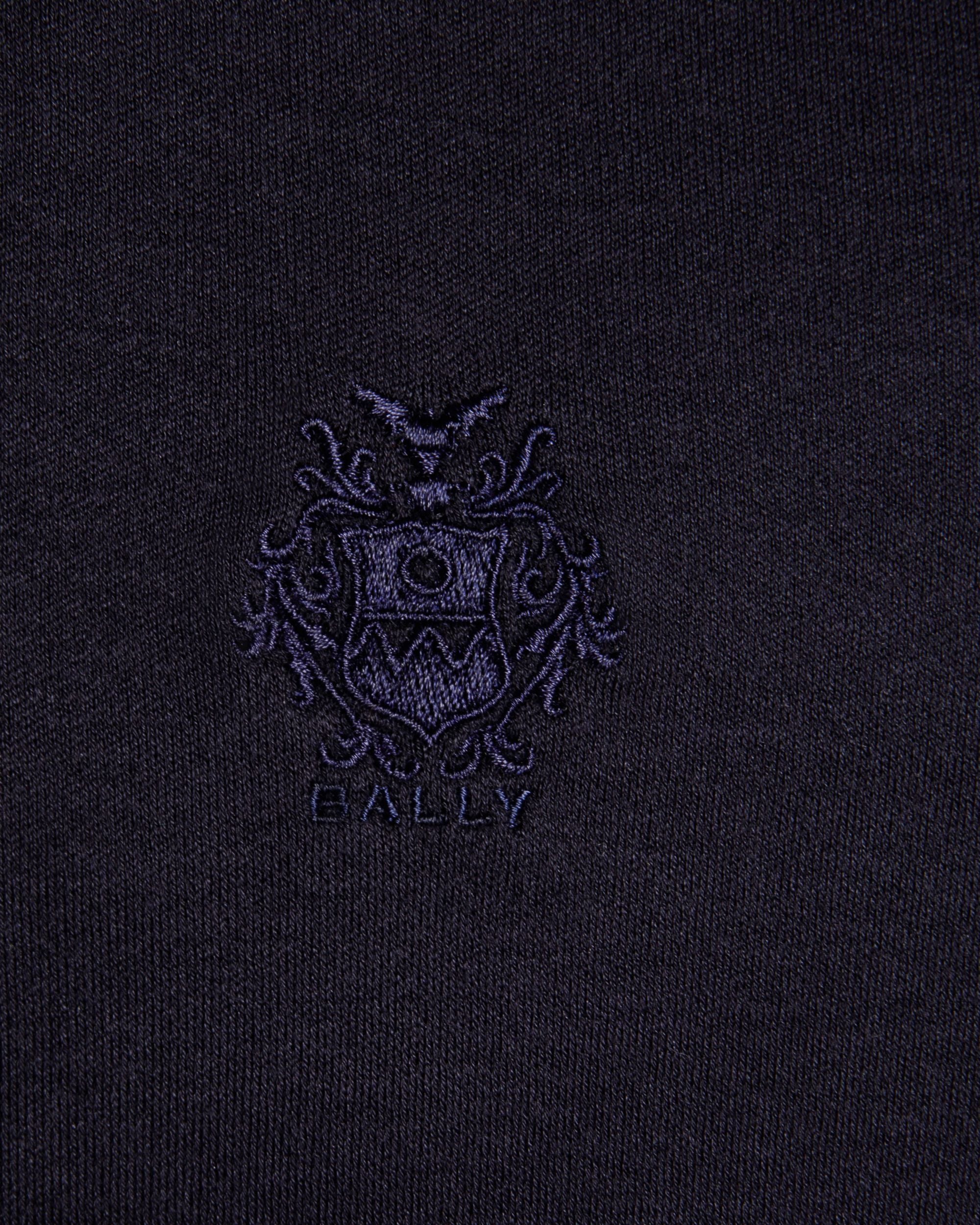 Polo A Maniche Corte In Misto Cotone E Seta Navy Blue Con Logo Bally Crest - Uomo - Bally - 04