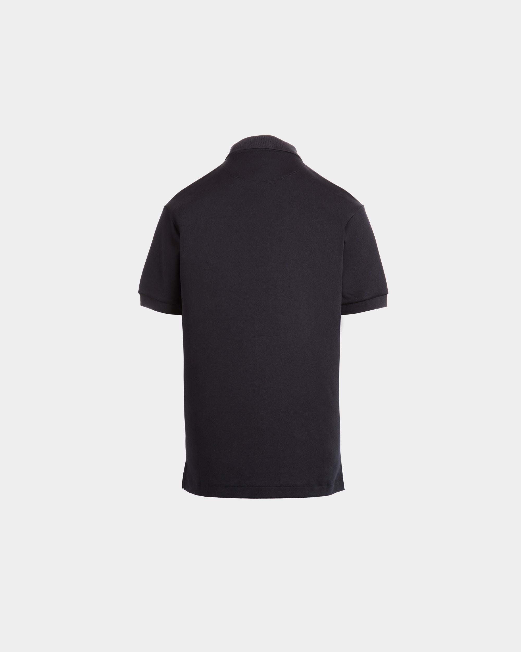 Polo A Maniche Corte In Misto Cotone E Seta Navy Blue Con Logo Bally Crest - Uomo - Bally - 08