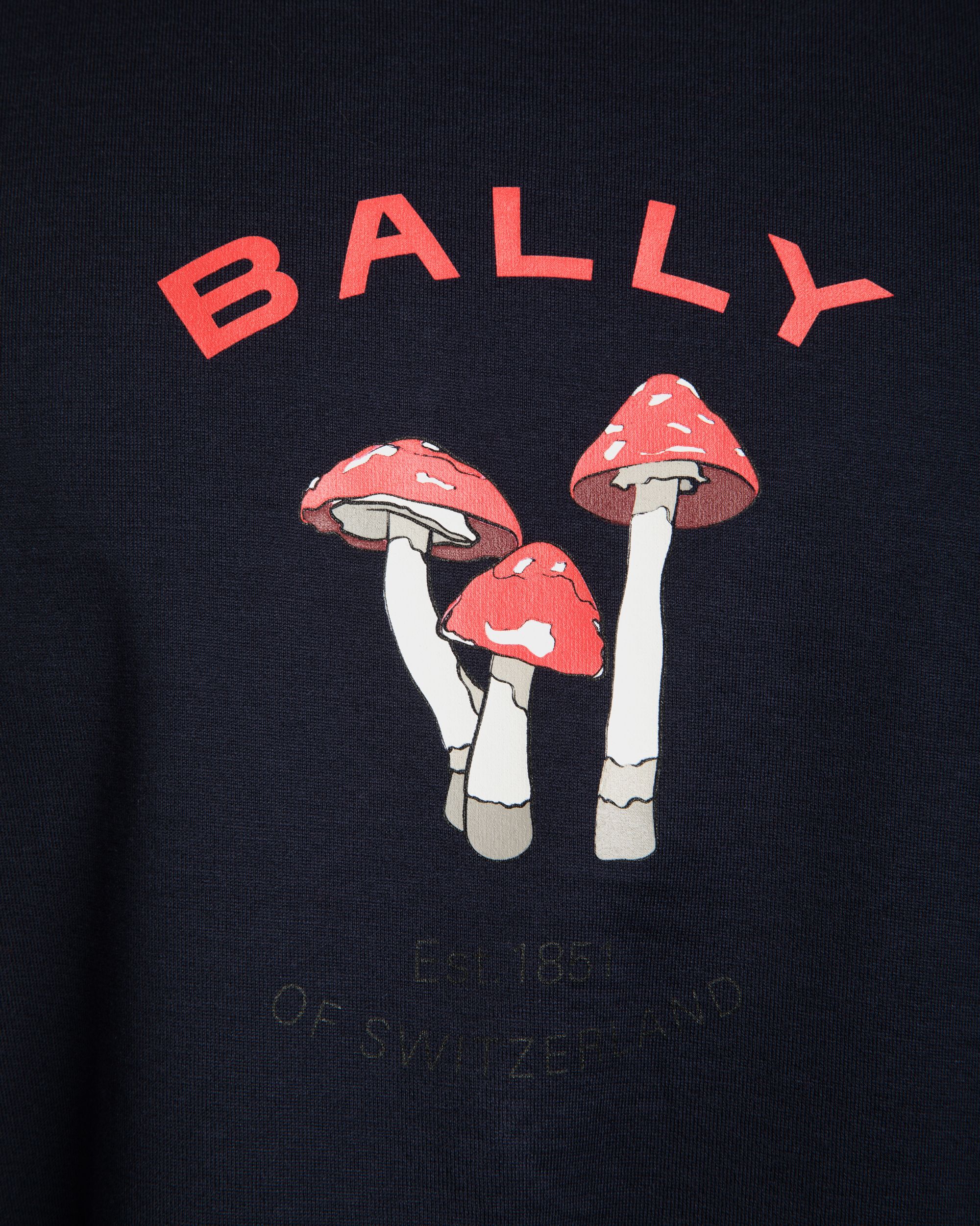 T-Shirt In Cotone Navy Blue Con Stampa Enchanting Mushrooms - Uomo - Bally - 04