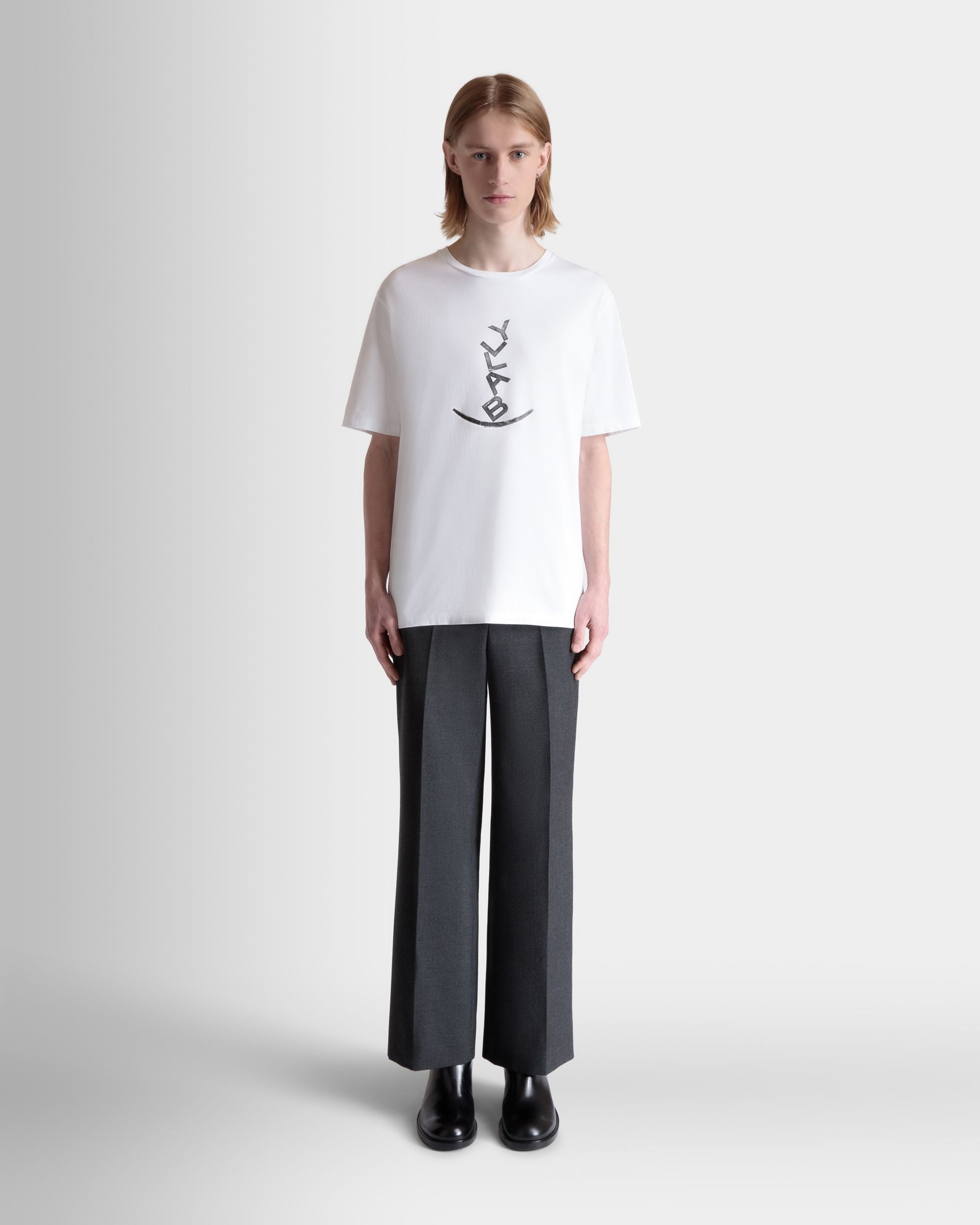 T-Shirt In Cotone Bianco Con Grafica Rocking Bally Di Beni Bischof - Uomo - Bally - 02
