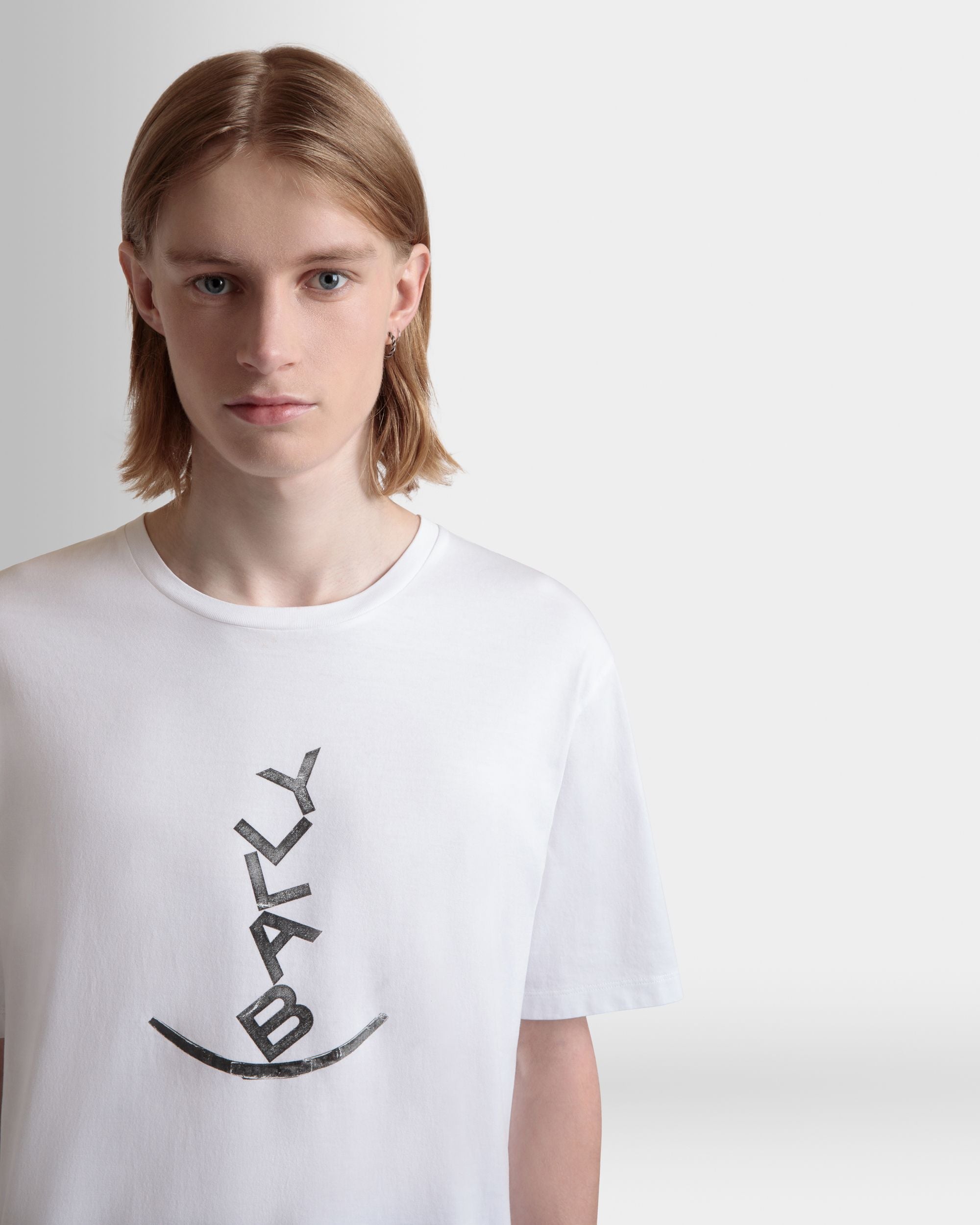 T-Shirt In Cotone Bianco Con Grafica Rocking Bally Di Beni Bischof - Uomo - Bally - 03