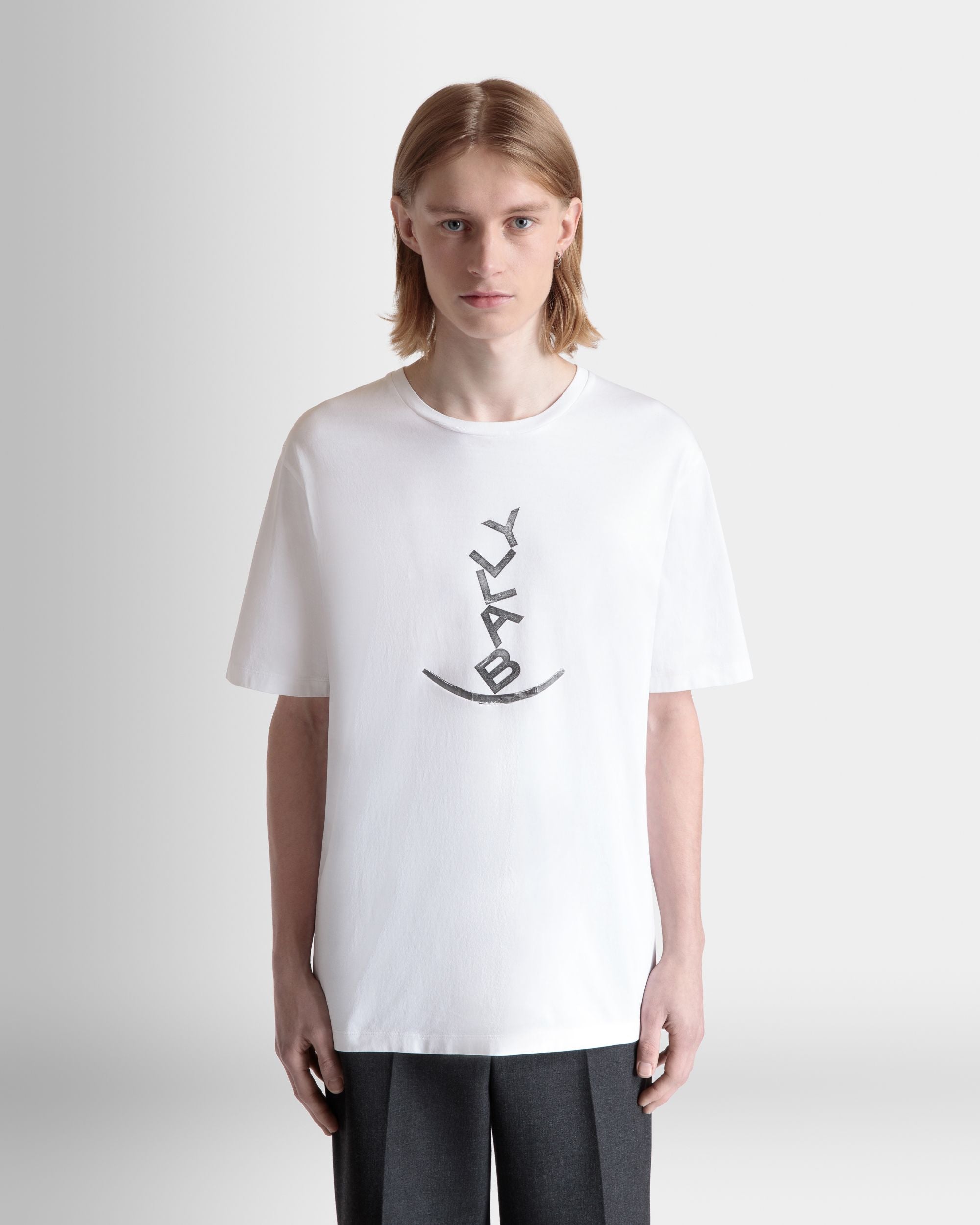 T-Shirt In Cotone Bianco Con Grafica Rocking Bally Di Beni Bischof - Uomo - Bally - 08