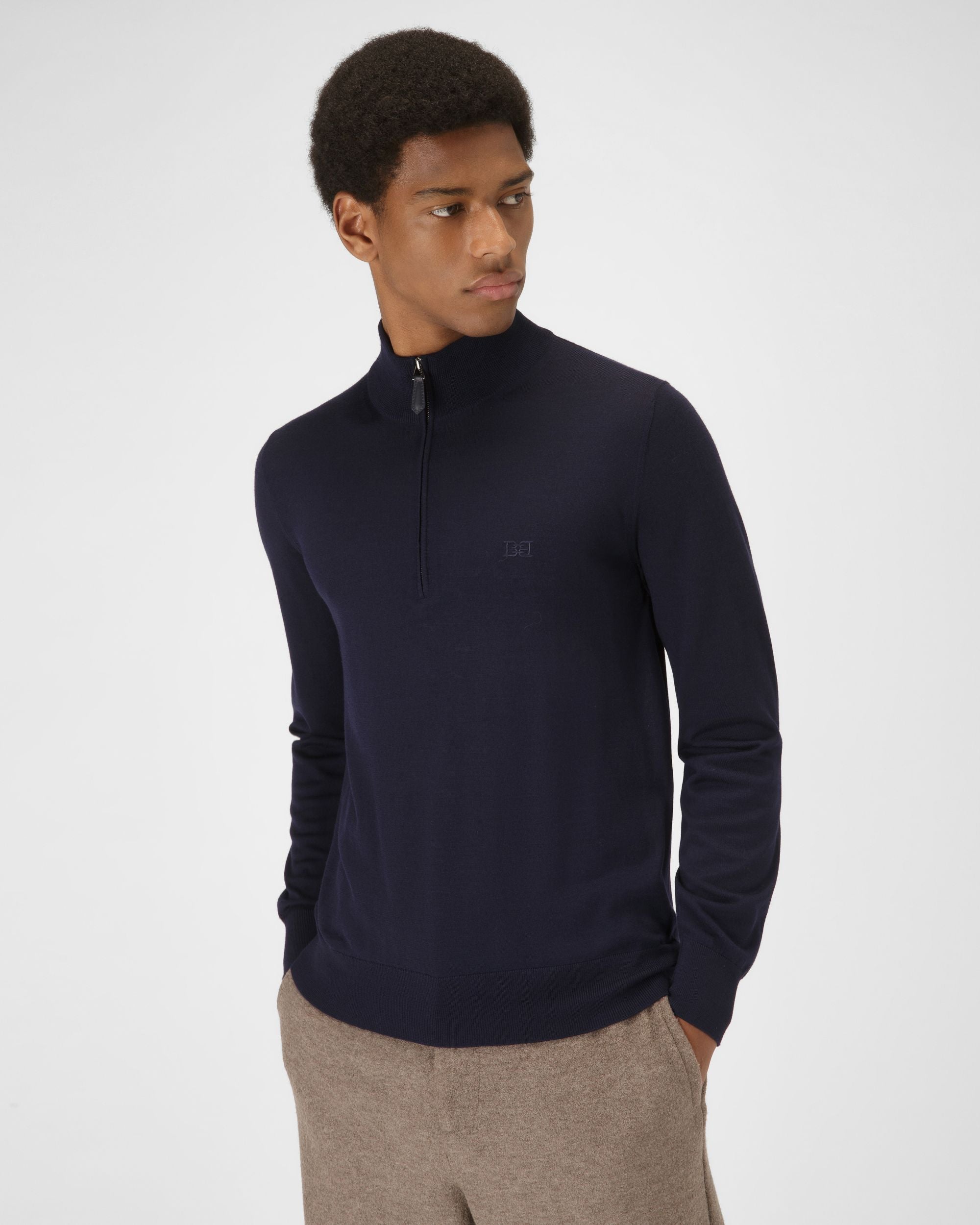 Maglione In Lana Con Zip Corta - Uomo - Bally - 01