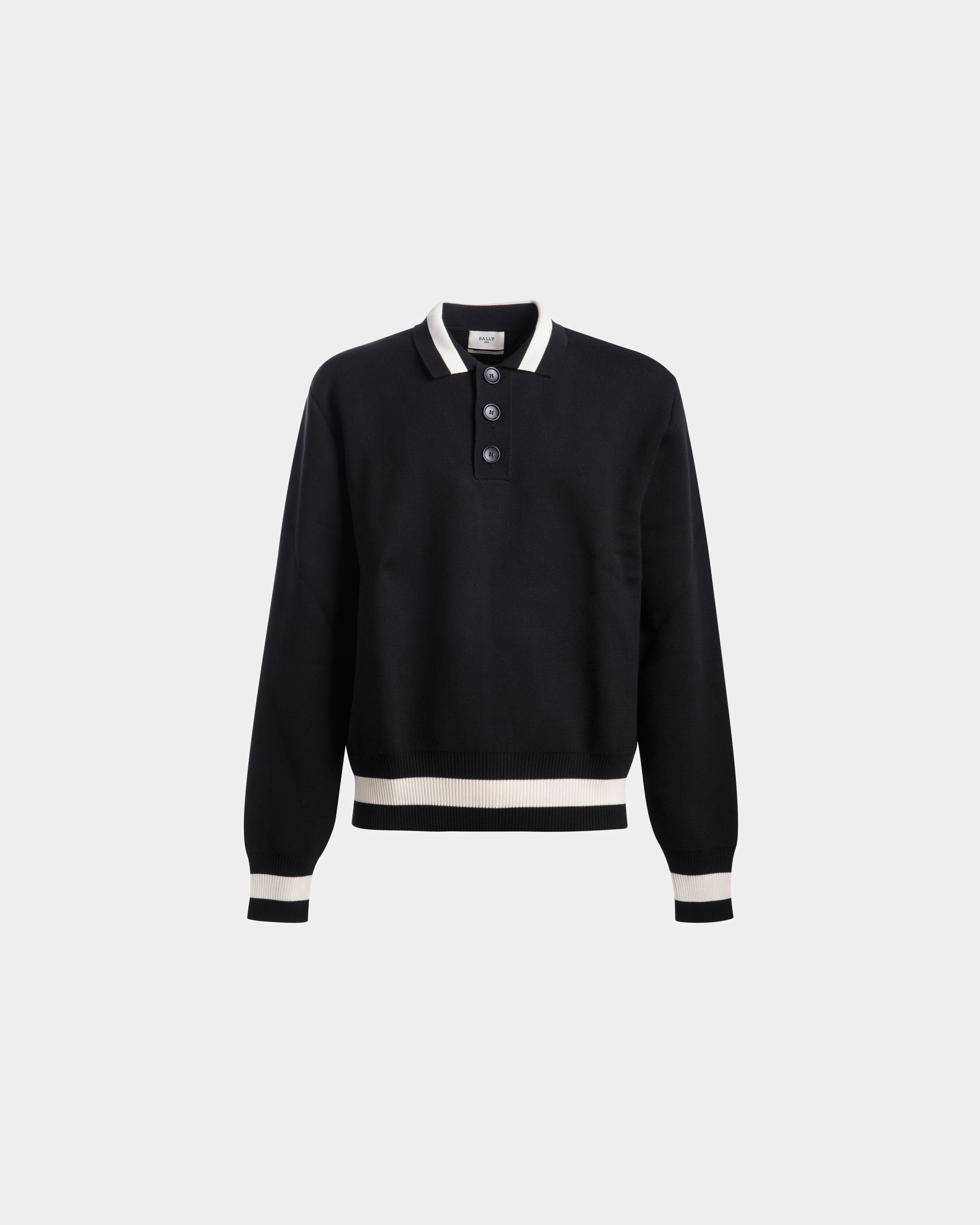 Polo In Cotone Nero Lavorata A Maglia - Uomo - Bally - 01