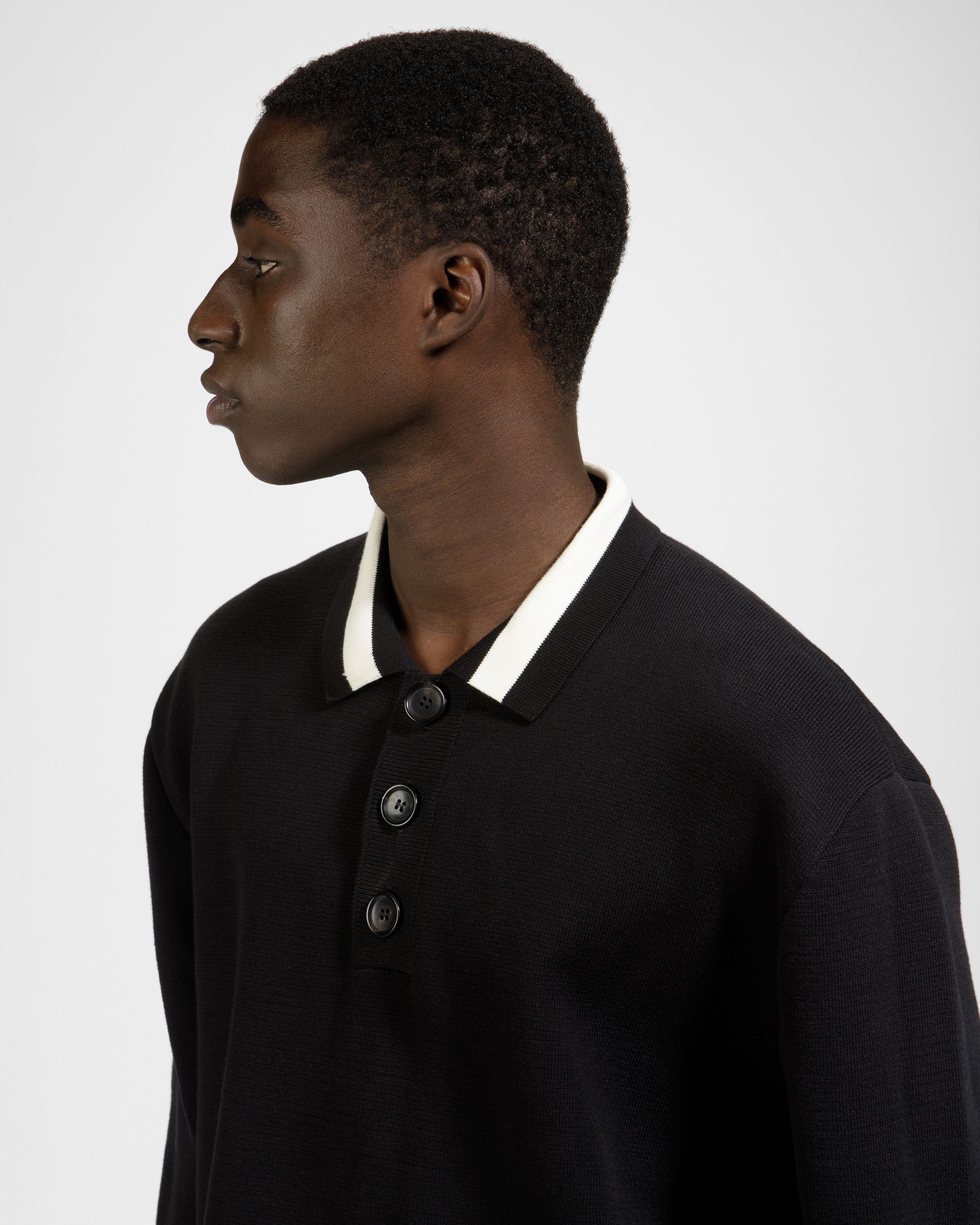 Polo In Cotone Nero Lavorata A Maglia - Uomo - Bally - 03