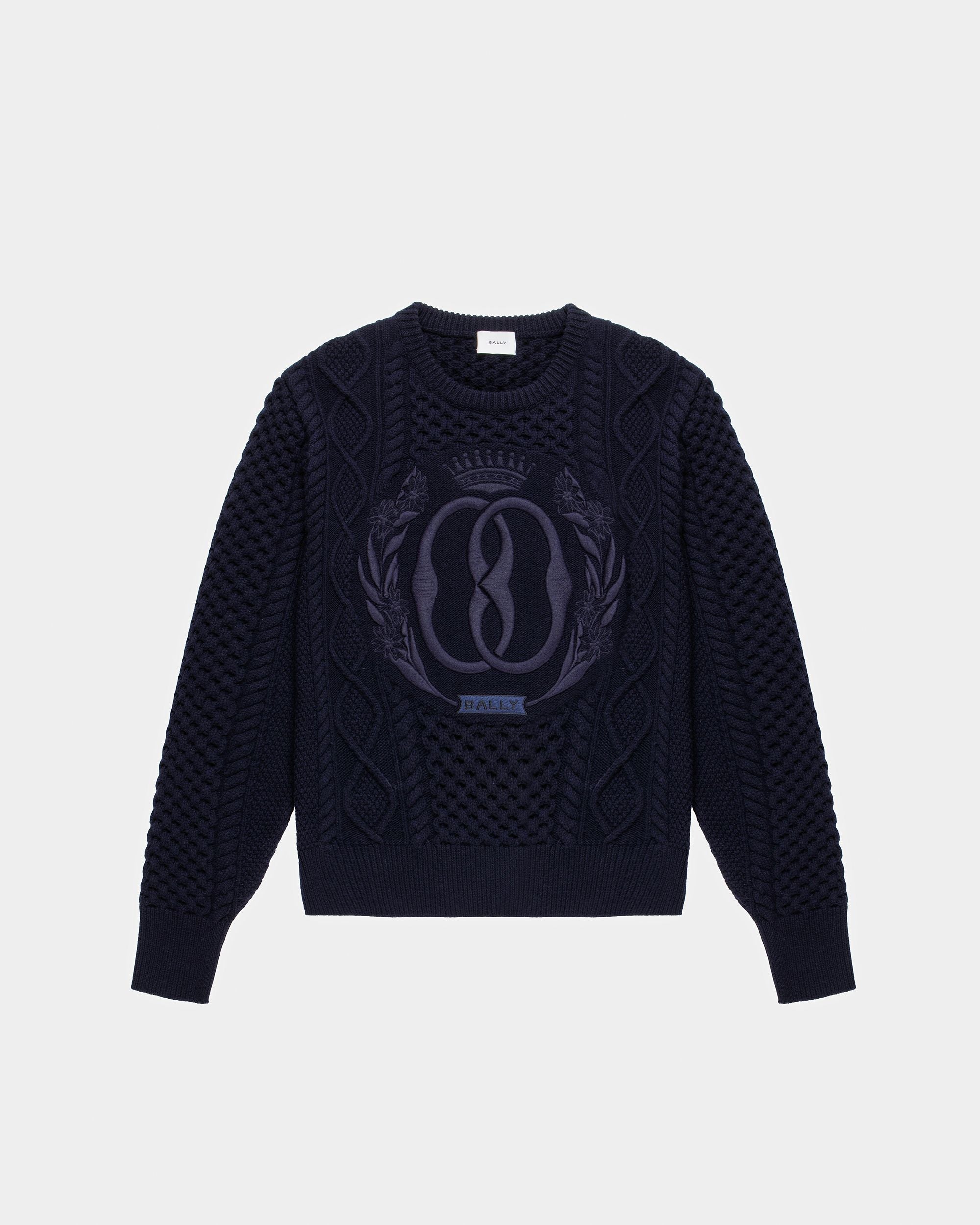 Maglione Girocollo Lavorato A Maglia In Lana Blu Navy - Uomo - Bally - 01