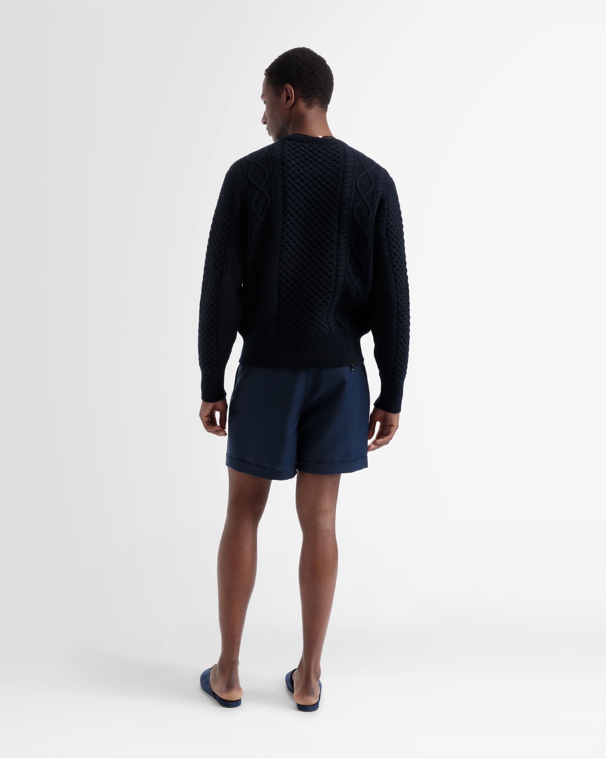 Maglione Girocollo Lavorato A Maglia In Lana Blu Navy - Uomo - Bally - 06