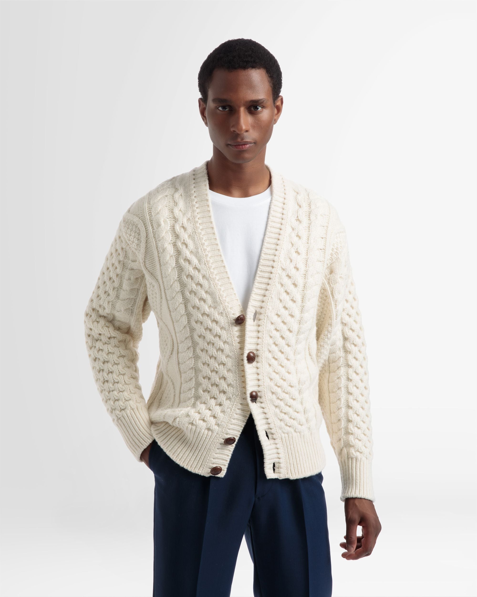 Cardigan Con Scollo A V Lavorato A Maglia - Uomo - Bally - 03