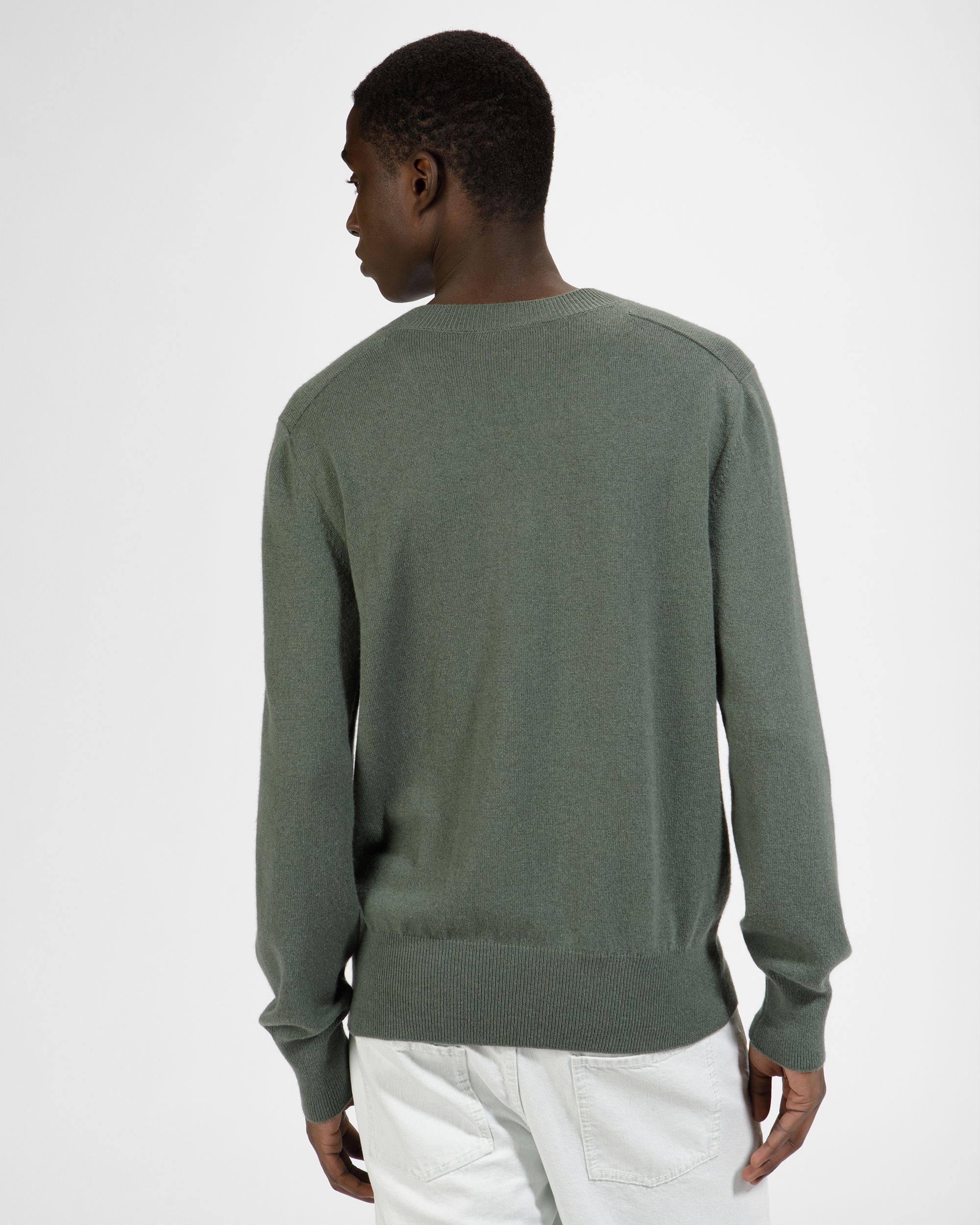Maglione Con Collo A V In Cachemire Verde Salvia - Uomo - Bally - 02