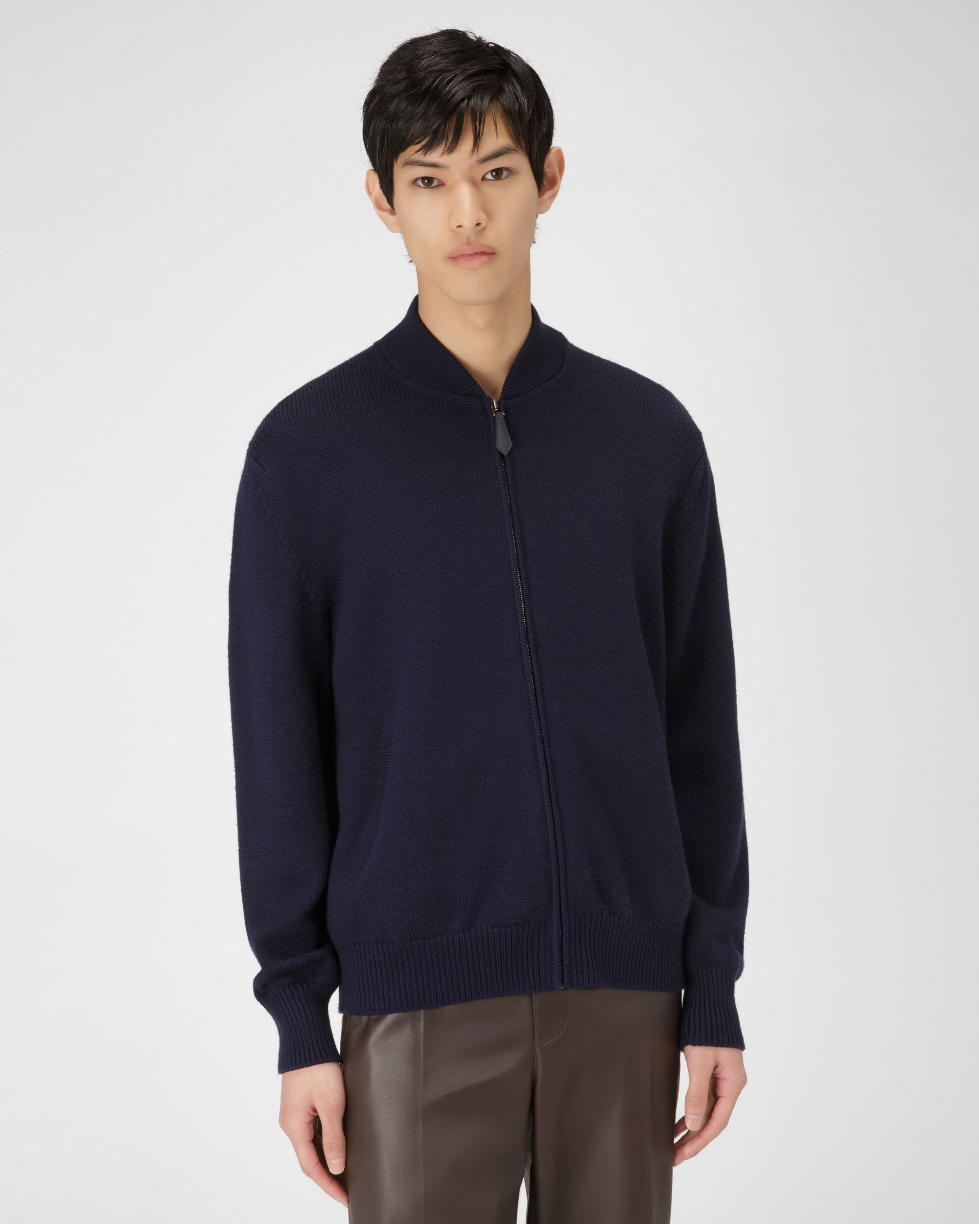 Cardigan A Righe Di Lana Blu Navy - Uomo - Bally - 01