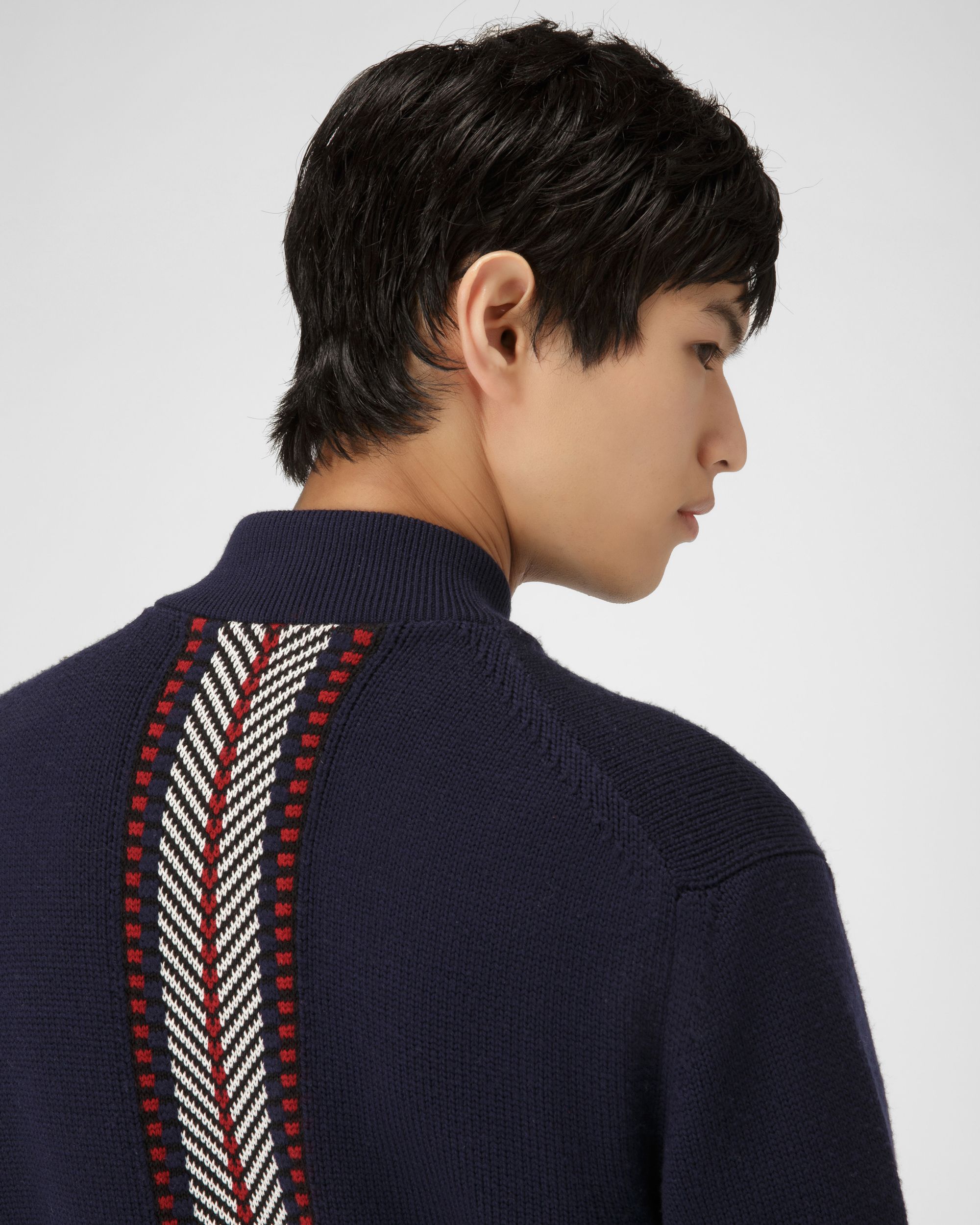 Cardigan A Righe Di Lana Blu Navy - Uomo - Bally - 02