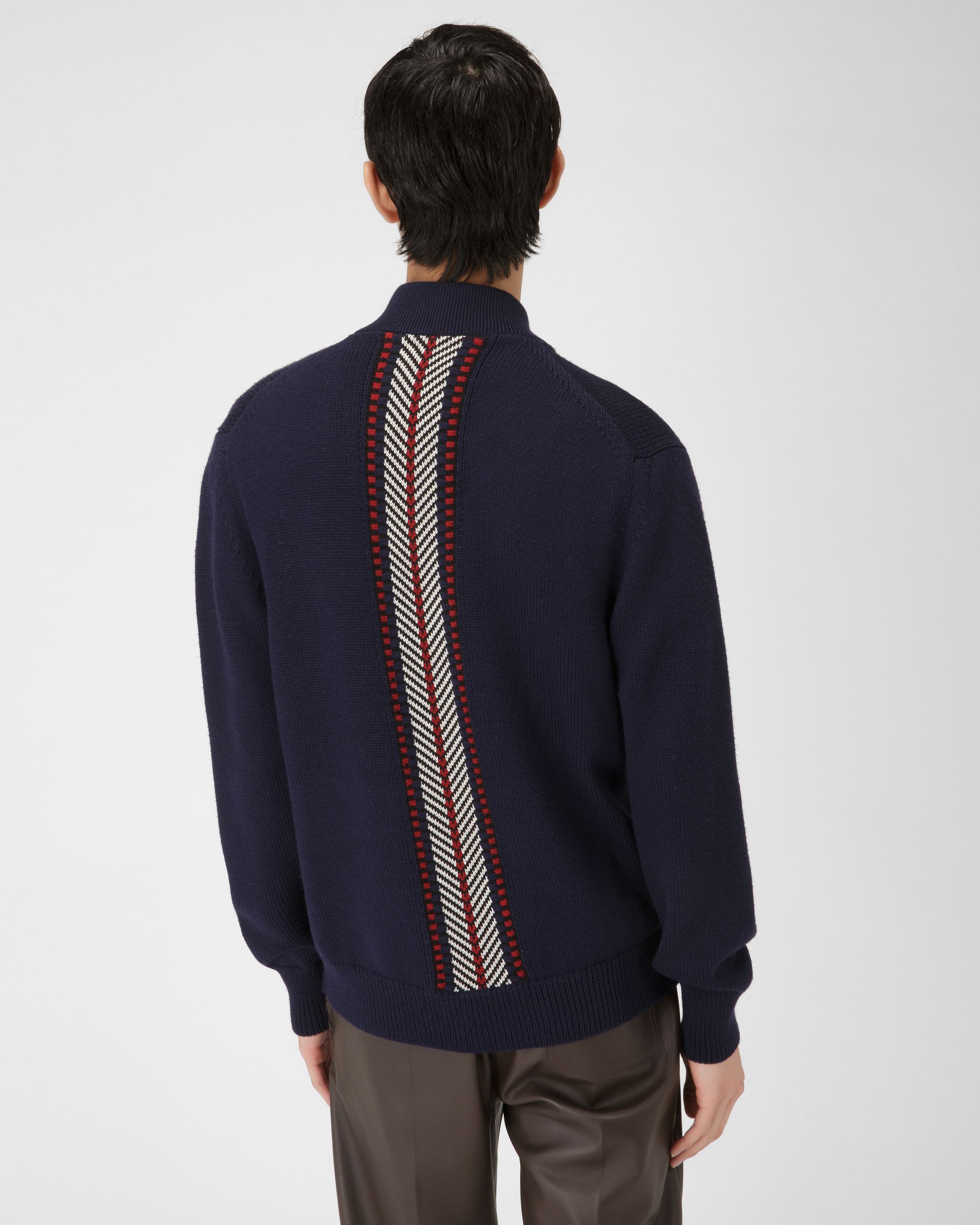 Cardigan A Righe Di Lana Blu Navy - Uomo - Bally - 03