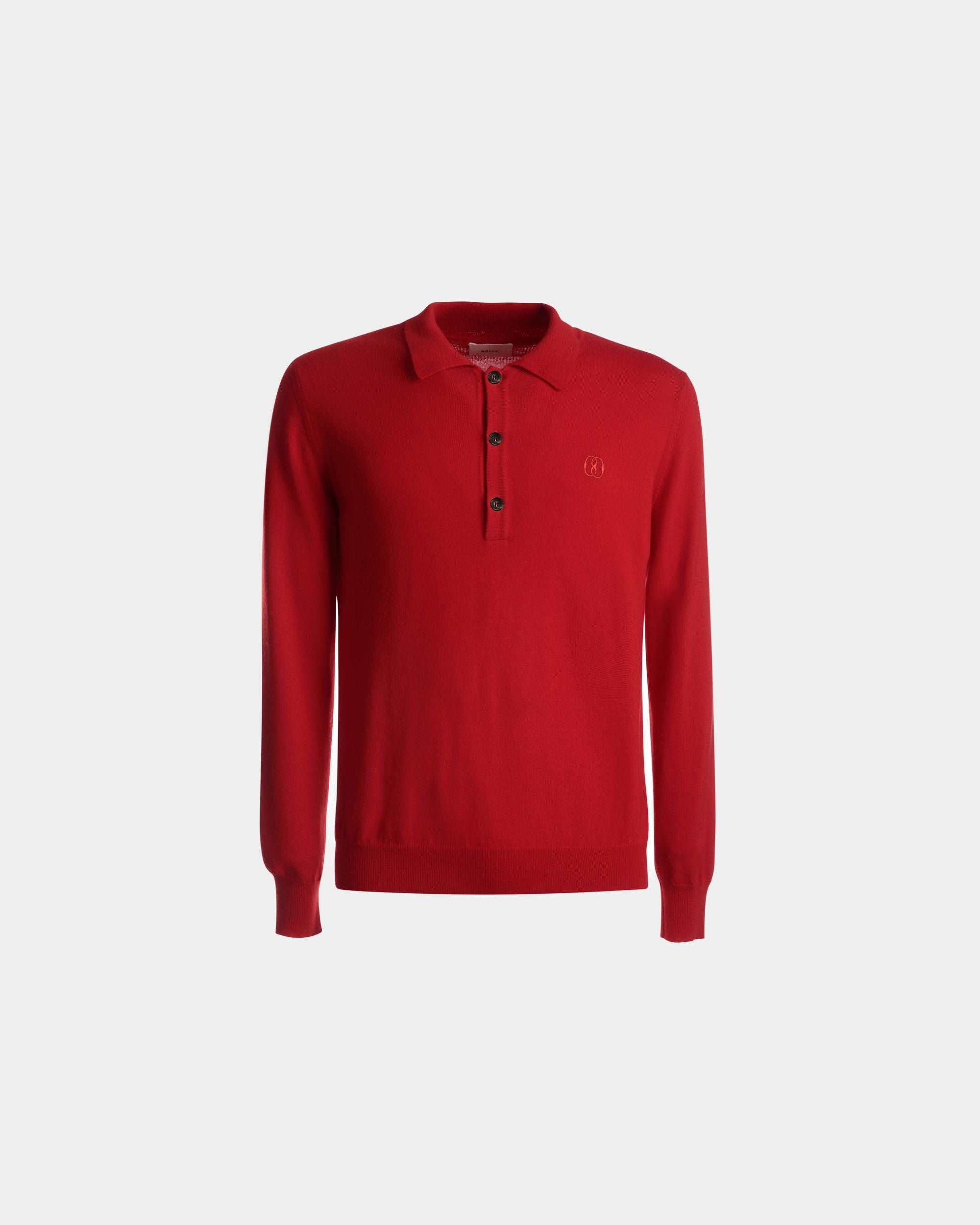 Polo A Maniche Lunghe In Lana Rubino Scuro - Uomo - Bally - 01