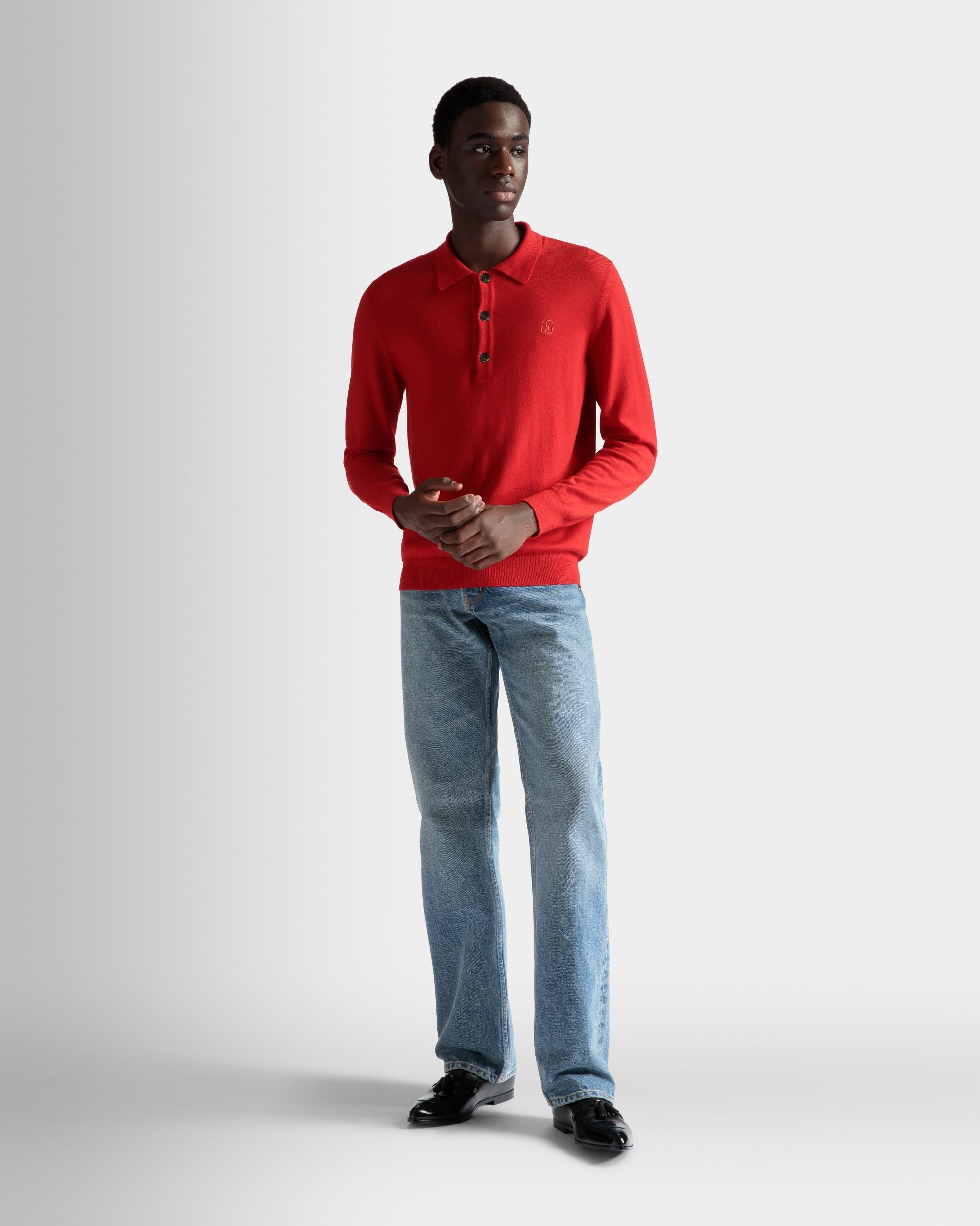 Polo A Maniche Lunghe In Lana Rubino Scuro - Uomo - Bally - 02