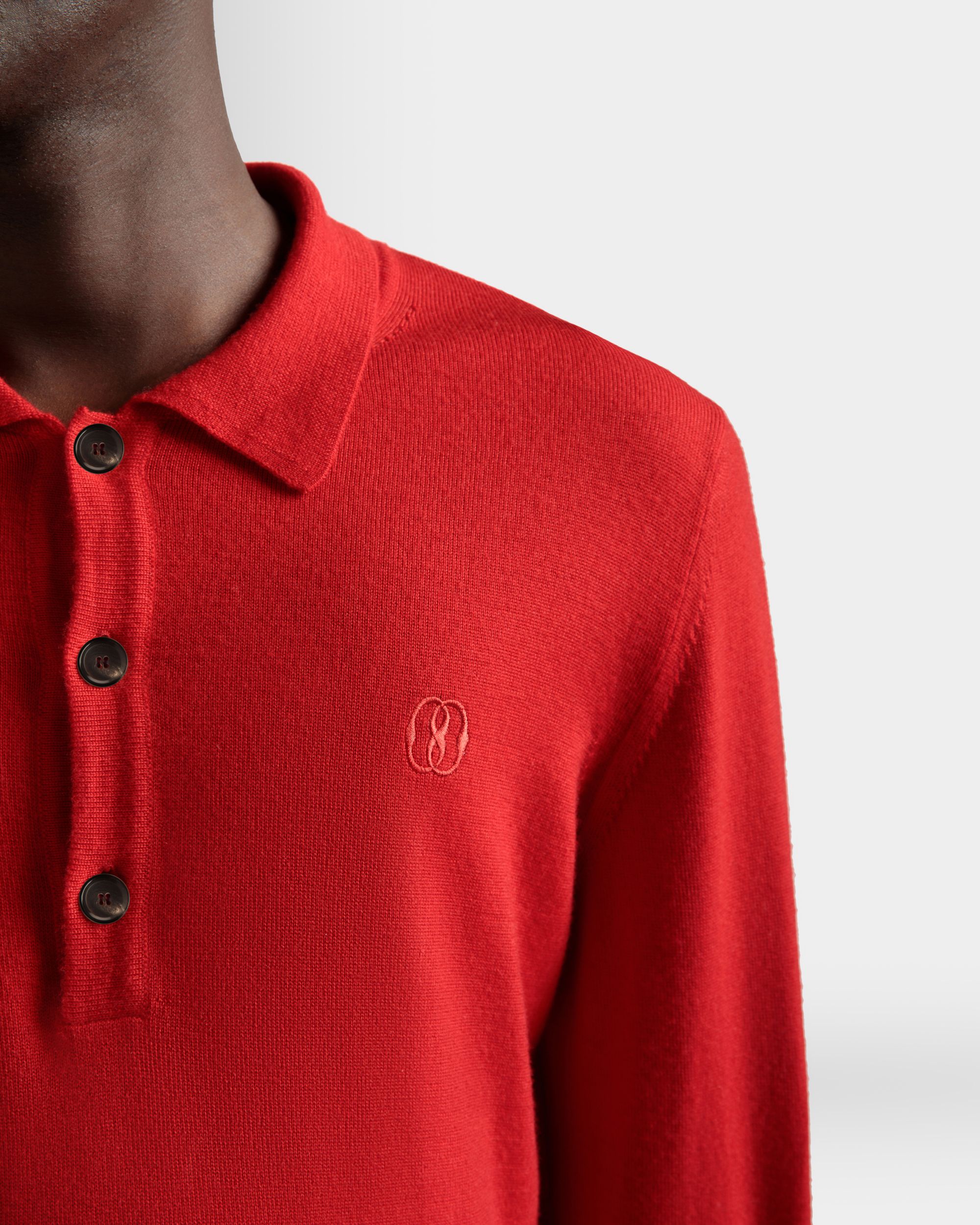 Polo A Maniche Lunghe In Lana Rubino Scuro - Uomo - Bally - 04