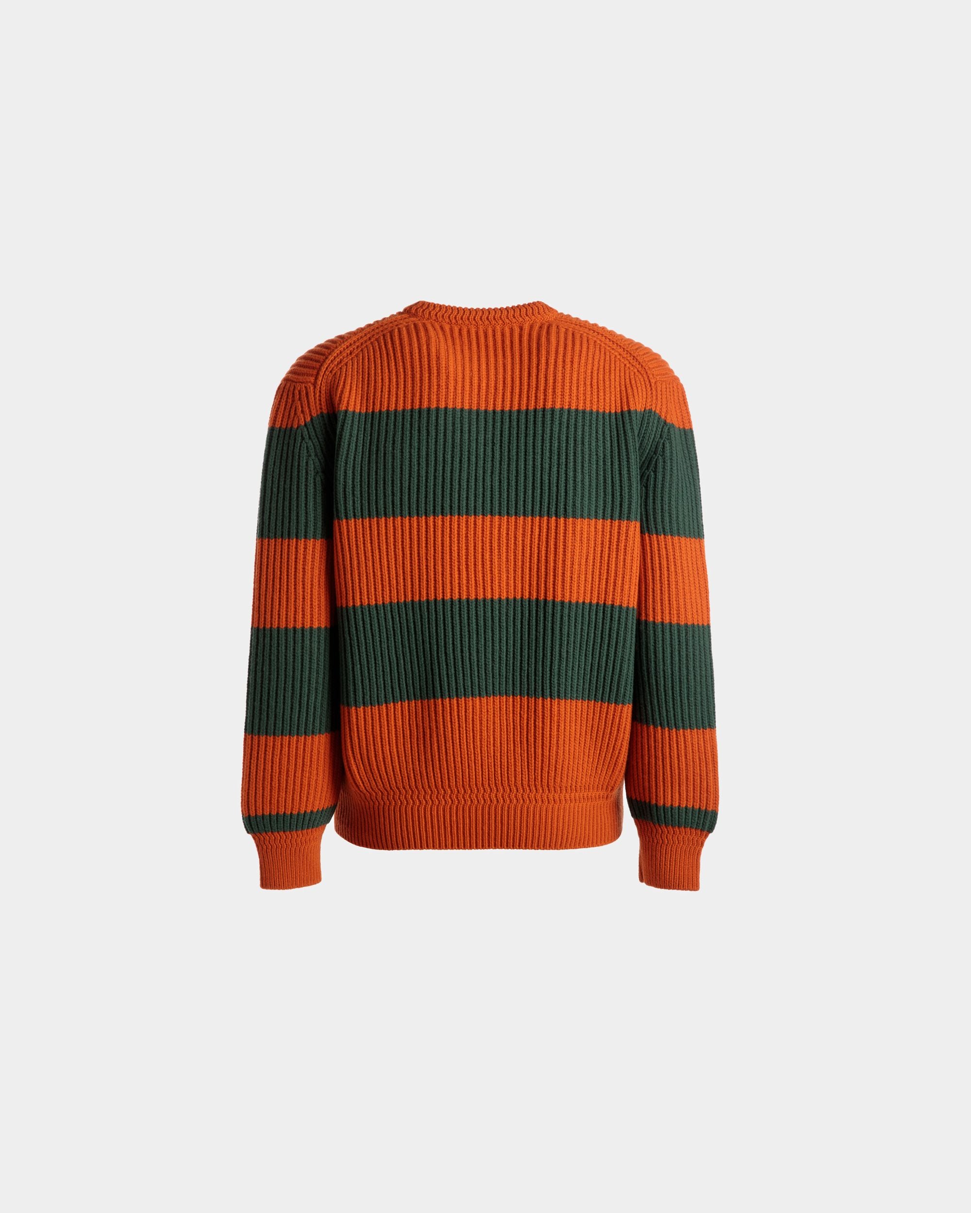 Maglione Girocollo A Righe In Lana Arancione E Kelly Green - Uomo - Bally - 07