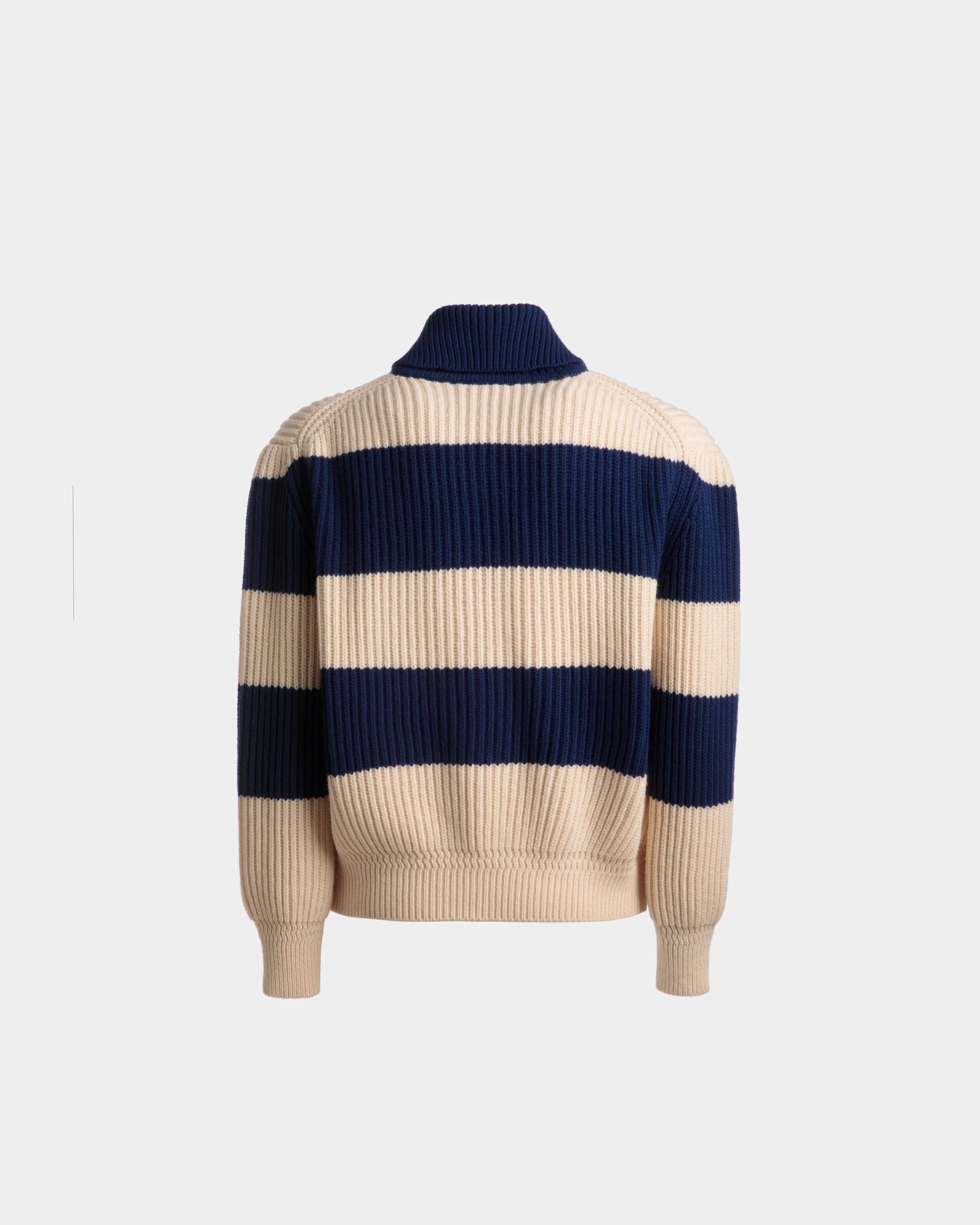 Cardigan A Righe In Lana Avorio E Blu Marino - Uomo - Bally - 07