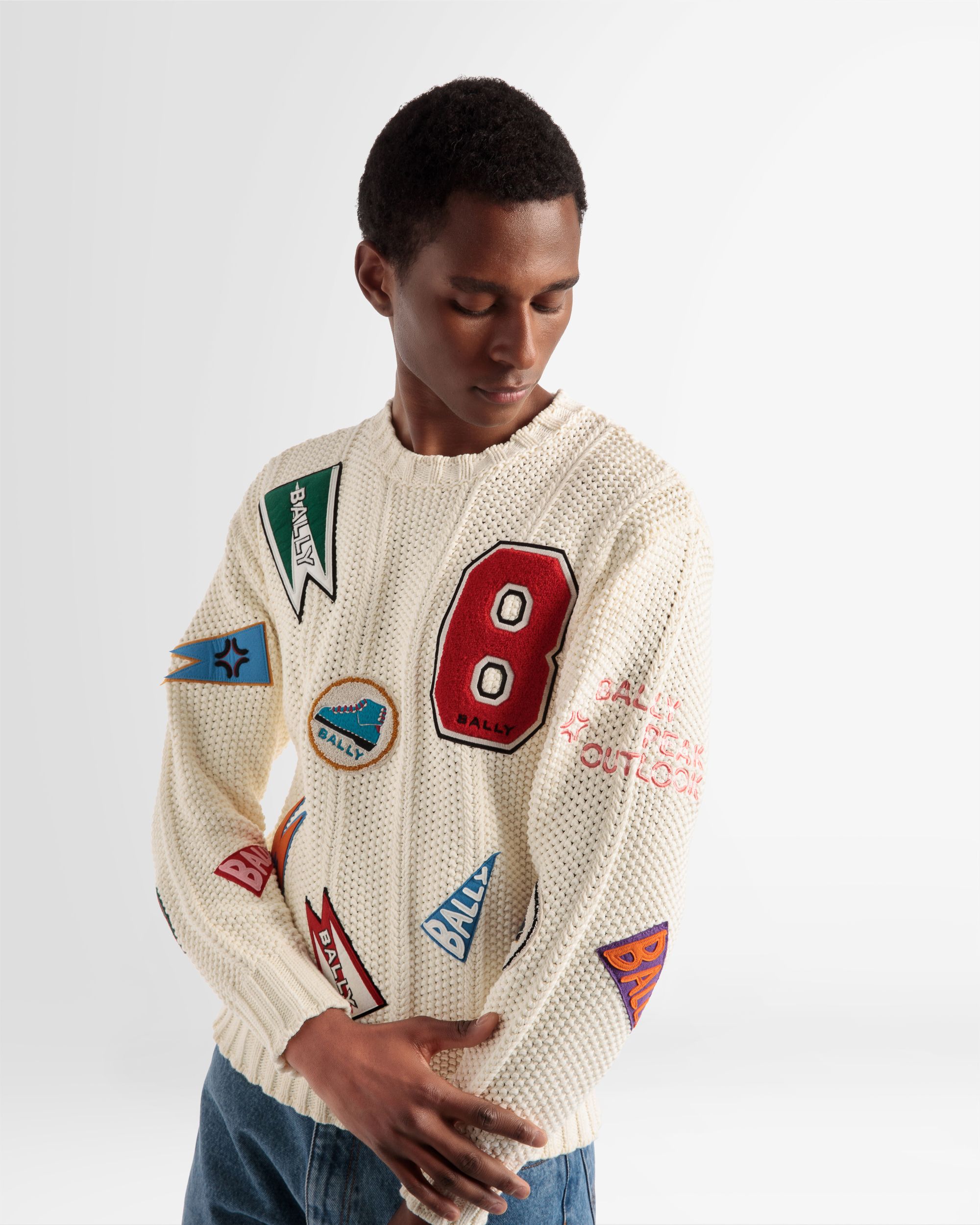 Maglione Girocollo Peak Outlook In Cotone Avorio - Uomo - Bally - 05