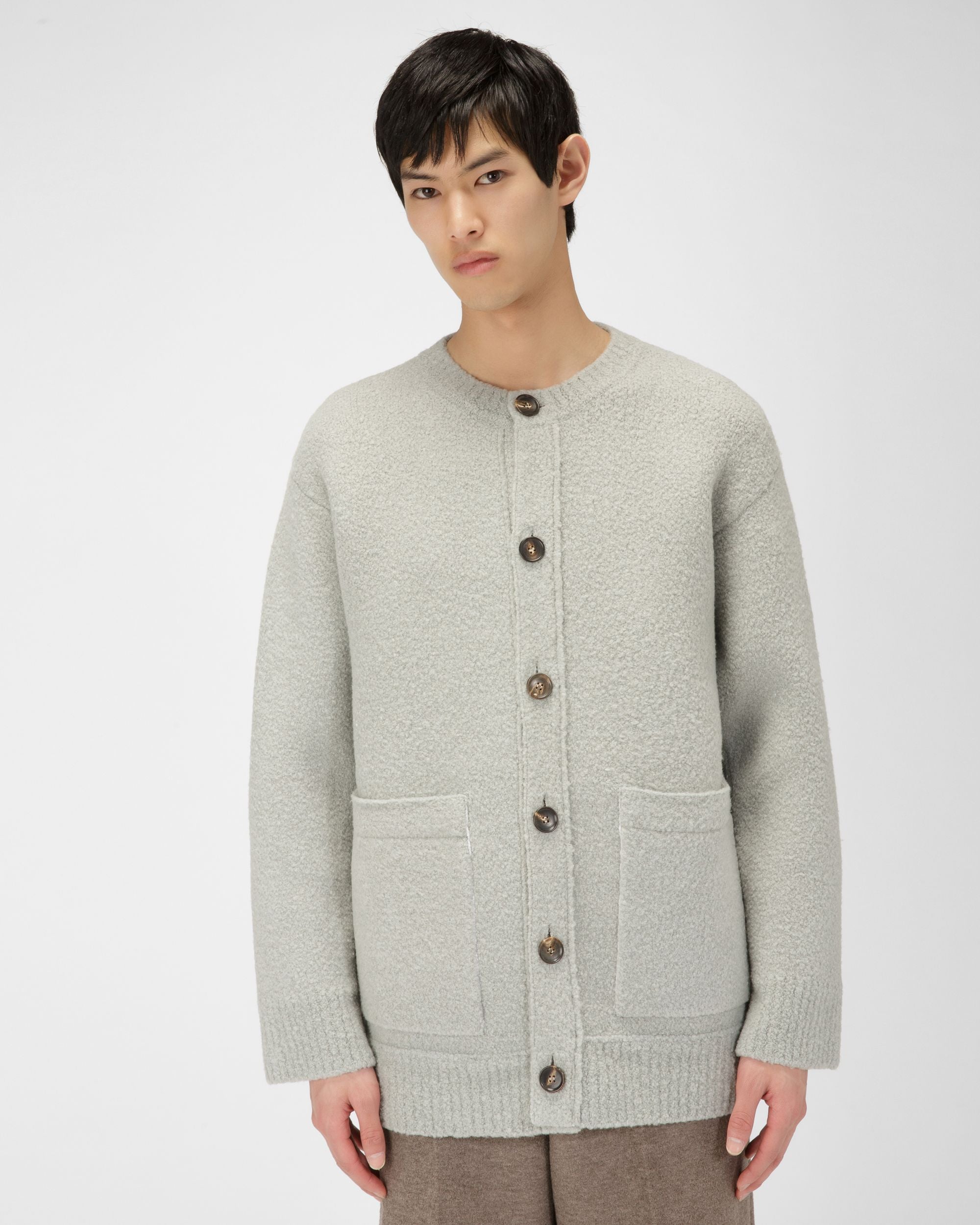 Cardigan Bouclé In Misto Lana Celeste - Uomo - Bally - 01