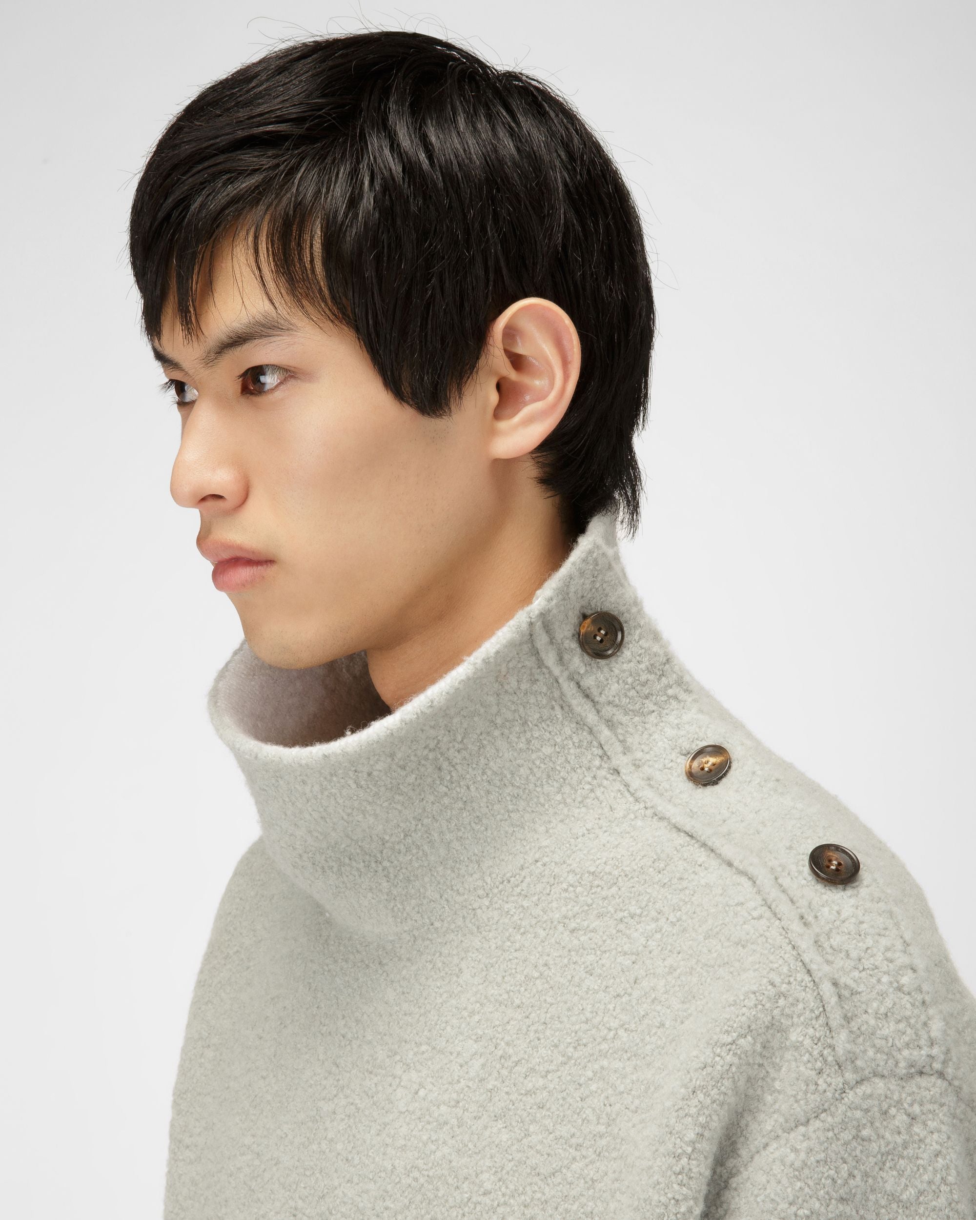 Maglione Dolcevita Bouclé In Misto Lana Celeste - Uomo - Bally - 02