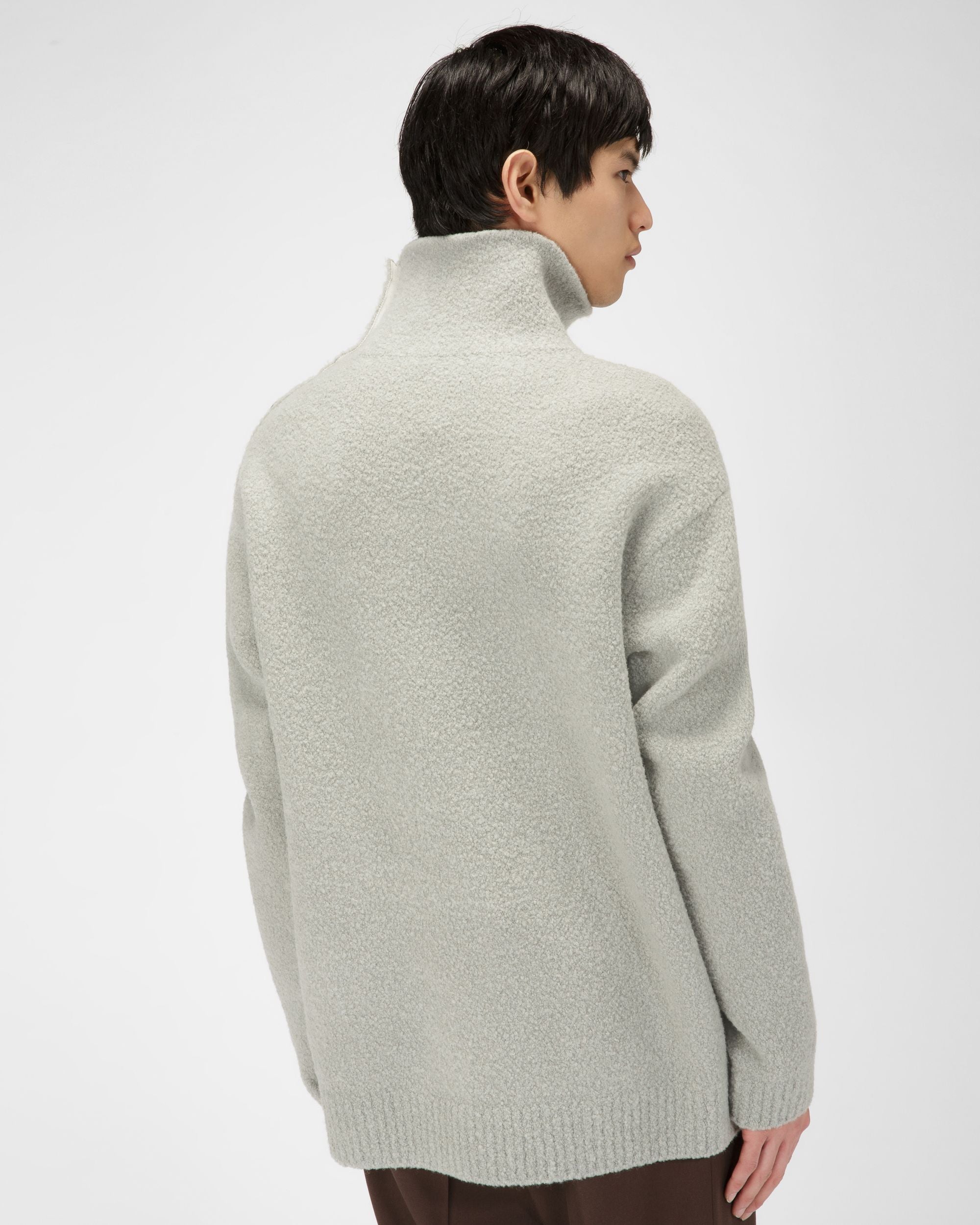 Maglione Dolcevita Bouclé In Misto Lana Celeste - Uomo - Bally - 03