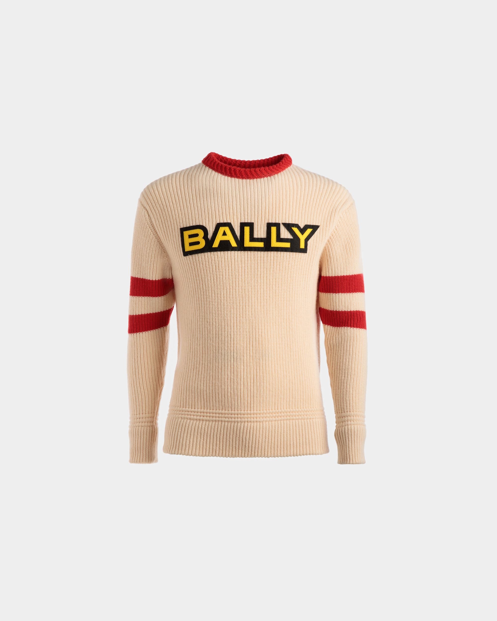 Maglione Girocollo In Lana Avorio E Rossa - Uomo - Bally - 01