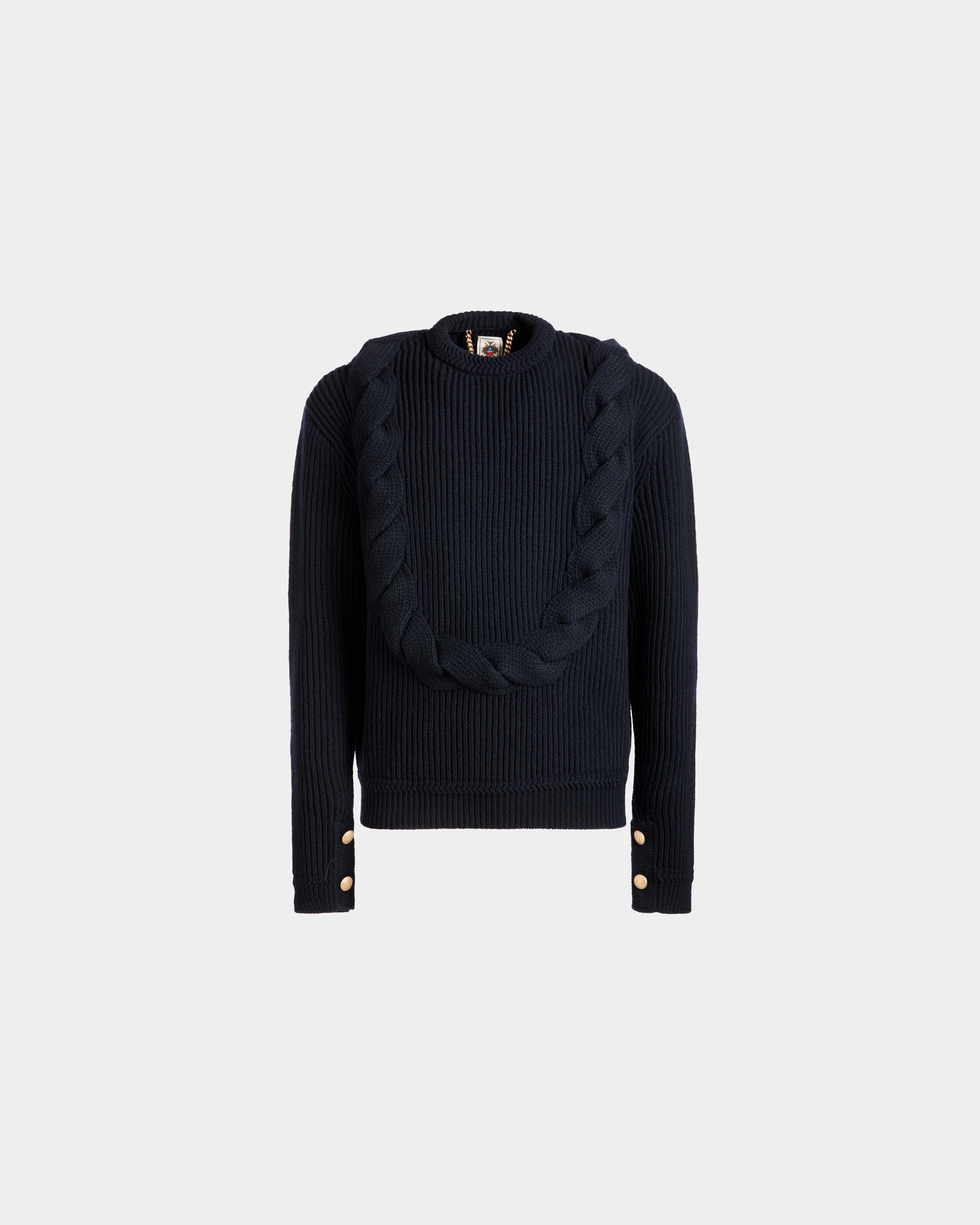 Maglione Girocollo Adrien Brody Travel Collection In Lana Navy Blue - Uomo - Bally - 01