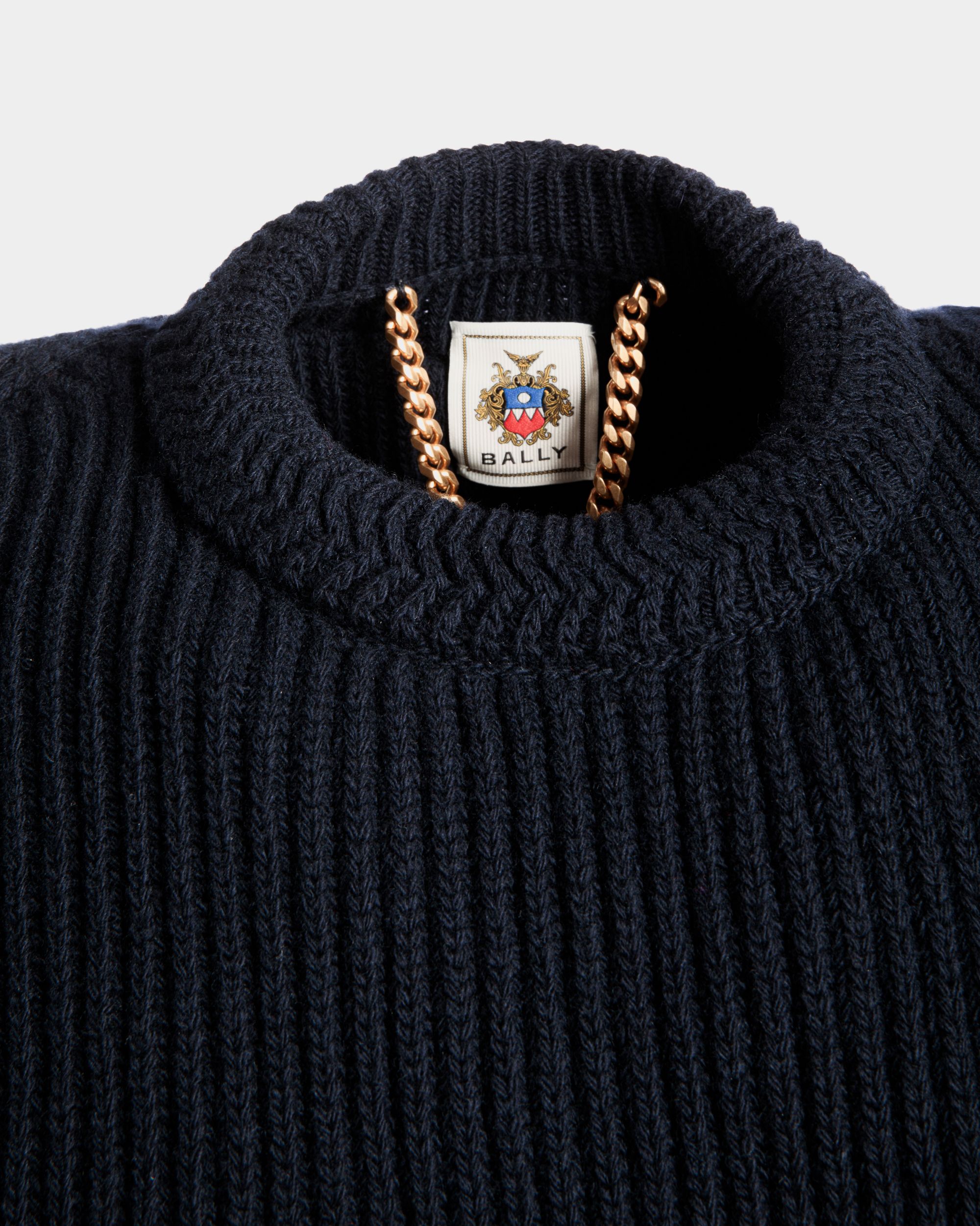 Maglione Girocollo Adrien Brody Travel Collection In Lana Navy Blue - Uomo - Bally - 05
