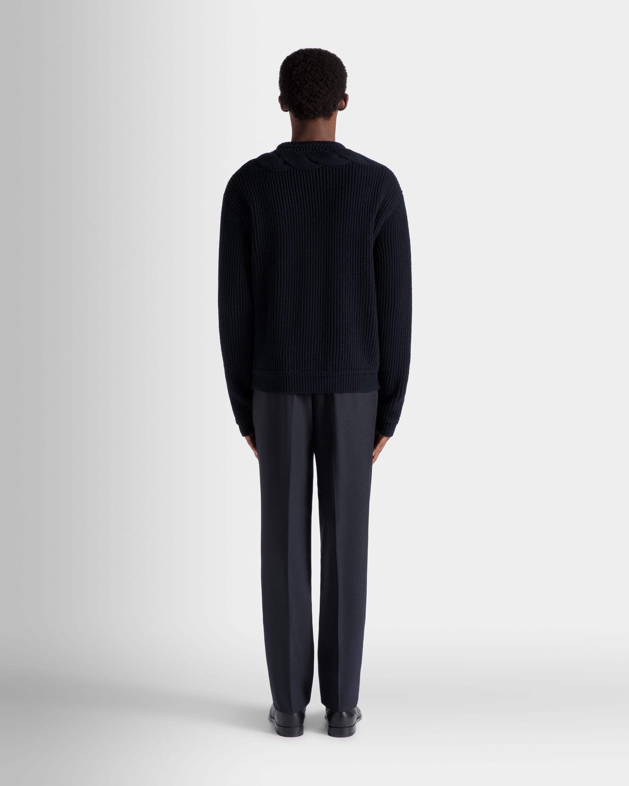 Maglione Girocollo Adrien Brody Travel Collection In Lana Navy Blue - Uomo - Bally - 08